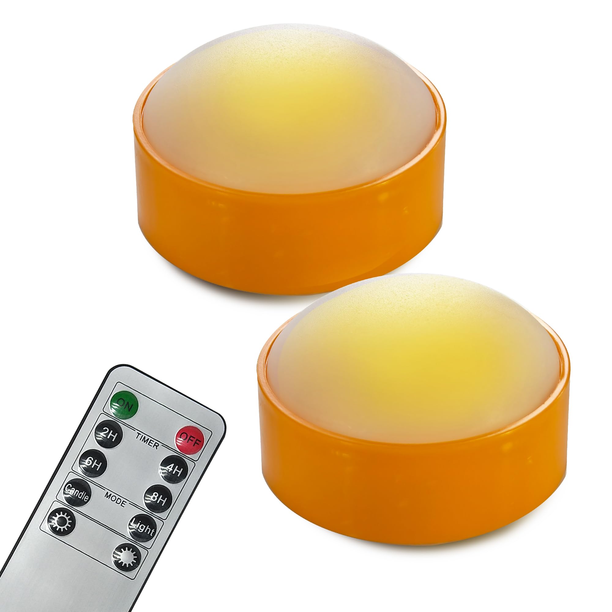 QIDEA LED Pumpkin Lights with Remote and Timer, Battery Operated Bright Flickering Flameless Candles for Pumpkin Decor, Jack-O-Lantern Halloween Party Decorations,Orange Color, 2 Pack