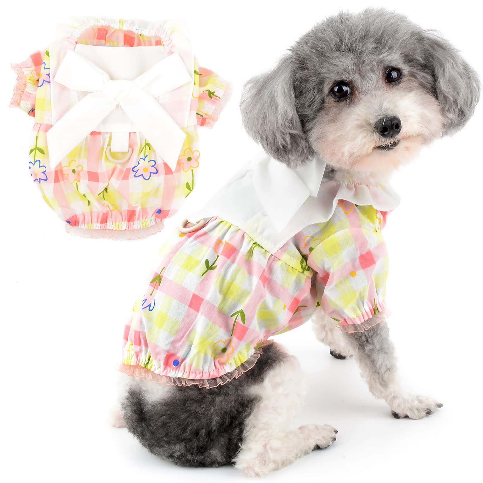 Amazon | ZUNEA 犬服 Tシャツ 小型犬 夏用 おしゃれ かわいい チェック