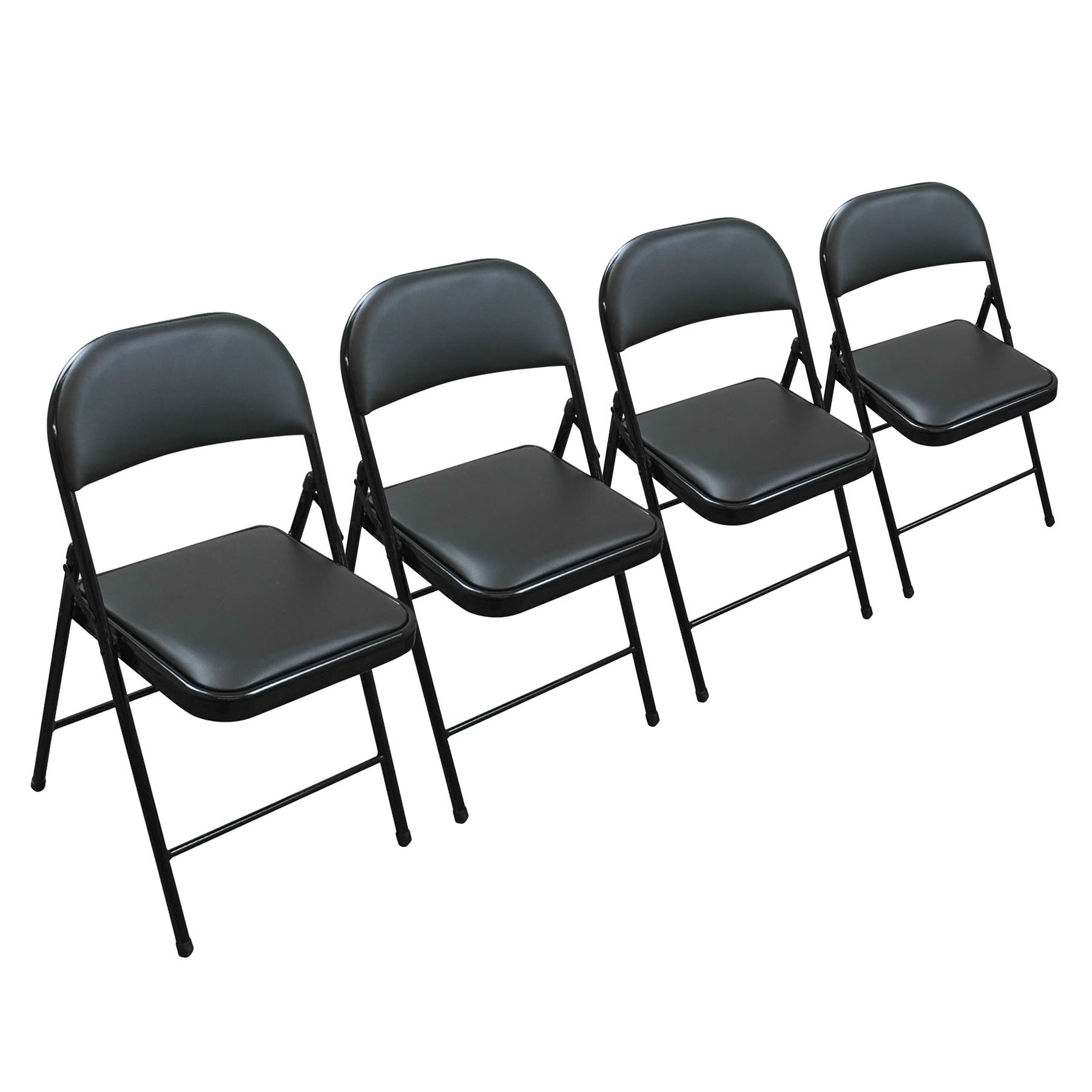 Folding Faux Leather Chair - Strong Steel Event Hall Seating or Temporary Seat for Guests and Desks (4)