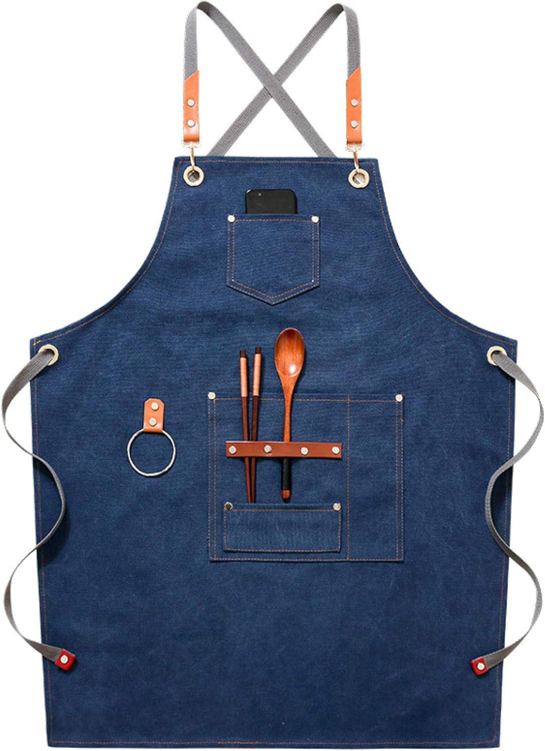 Denim canvas apron cafe barber hanging neck apron milk tea shop