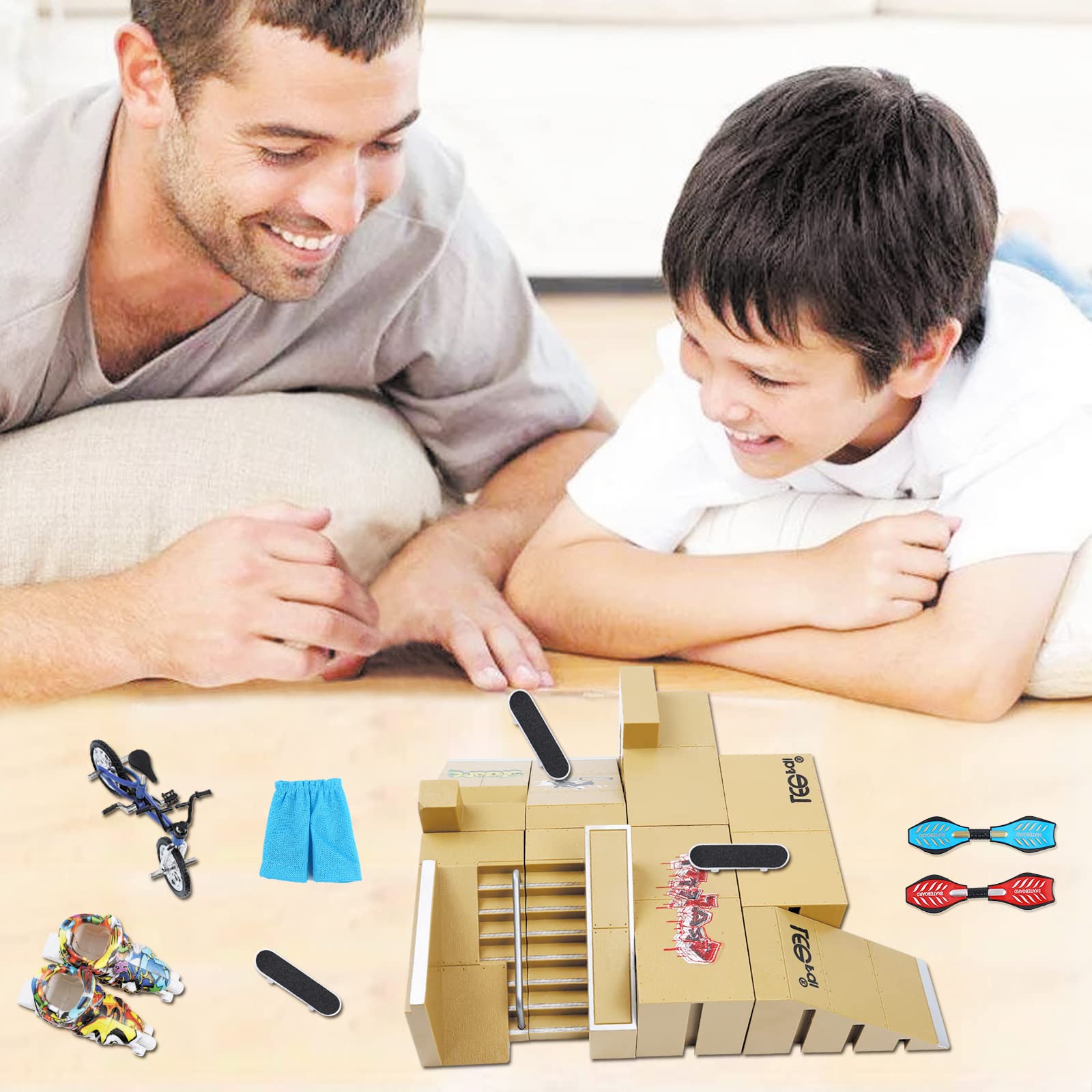 Kit di Rampe per Skateboard, kit da Allenamento con dita, Mini Skateboard da Dita con Rampa, Finger Skateboards Rampa, per Skateboard, Scooter e molto altro (8 parti)