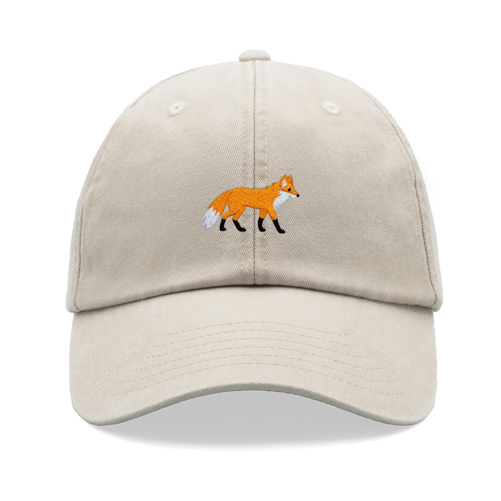 Fox Baseball Cap Vintage Washed Unisex Dad Hat Adjustable Stone