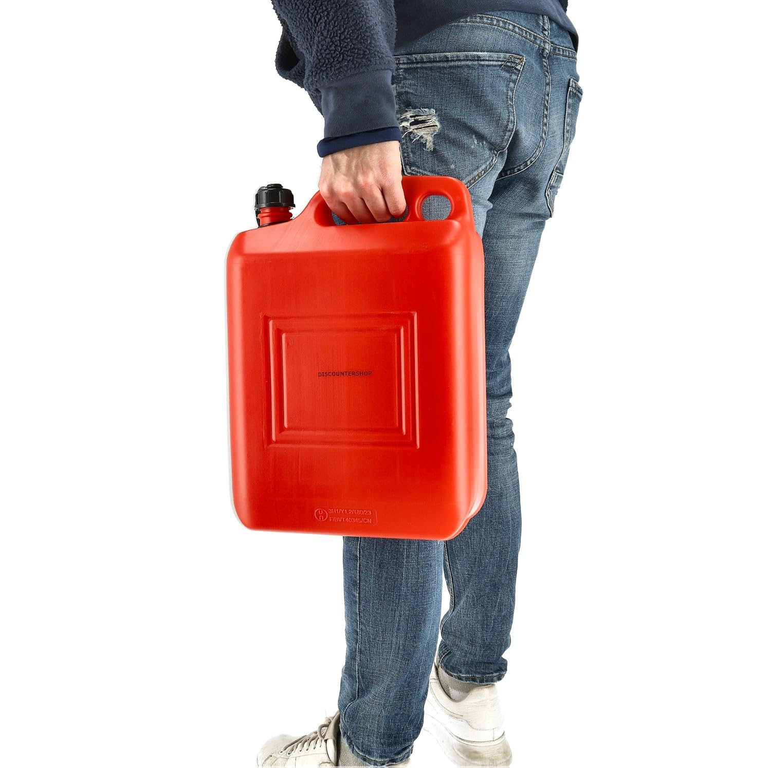 Bidon 10 Litres Rouge - Lot de 4 - Bidon de Carburant Homologué par l'ONU pour Essence et Diesel - Comprend un Long Bec Verseur et un Tuyau de Remplissage - Pour Voiture, Bateau, Atelier et Camping