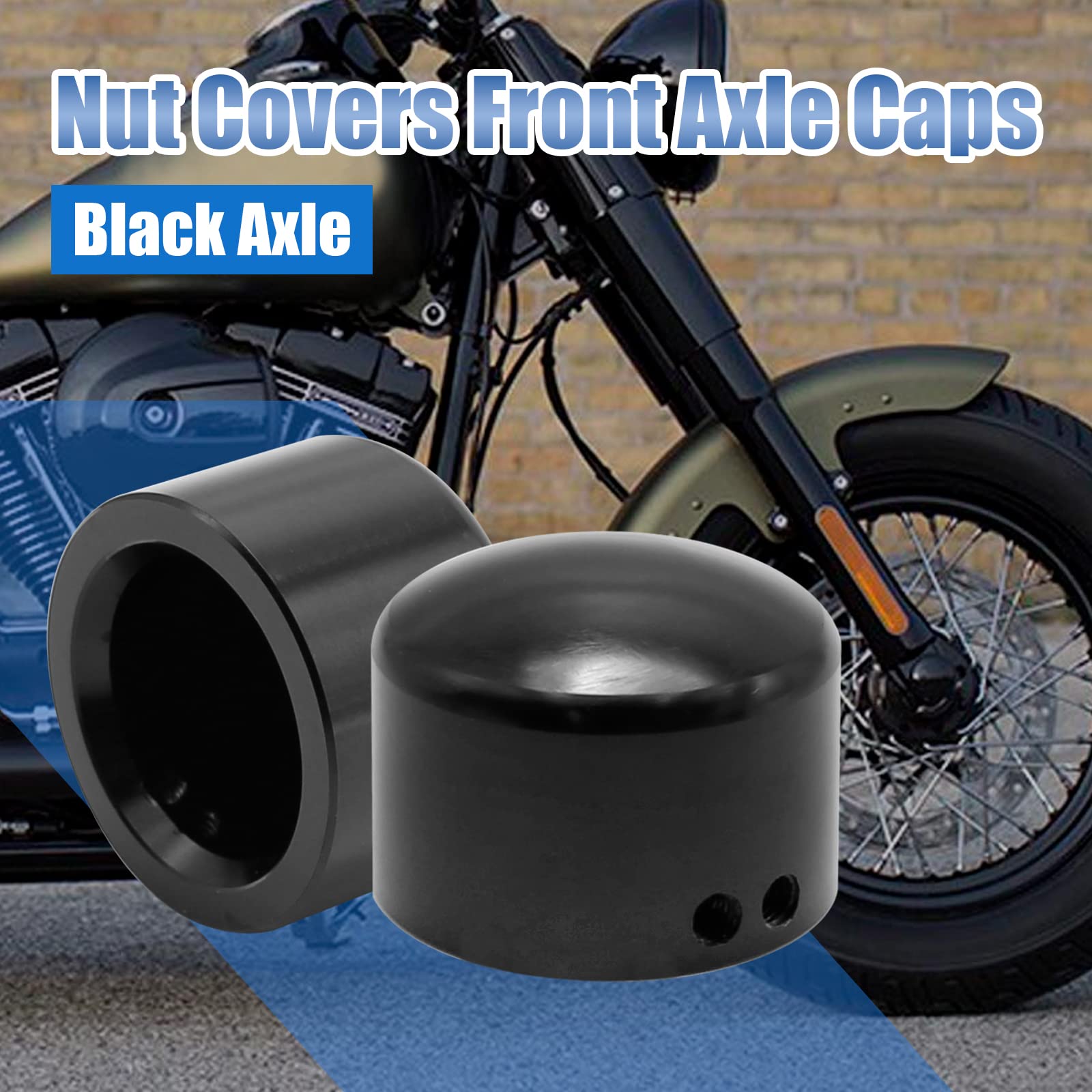 VIKKSAER Copri Dadi Assale Neri, Copri Assale Anteriore, Copri Forcella, Sostituzione per Harley Davidson Sportster Touring Softail Dyna Trike Electra Road Glide Road King Fat Boy 2002