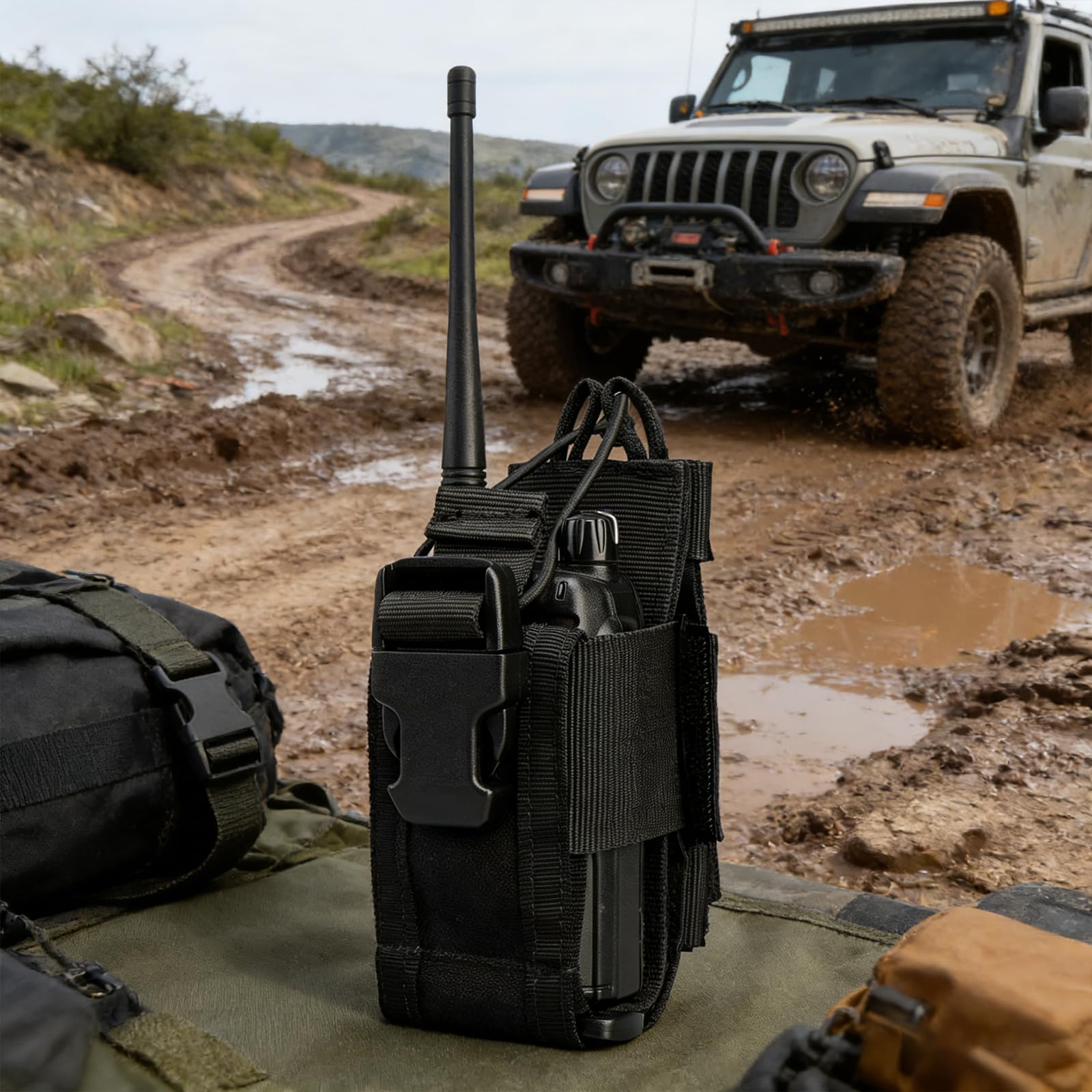 Paquete de 3 fundas universales para walkie talkie con hebilla ajustable, bolsa de radio y funda para radio bidireccional — view 5