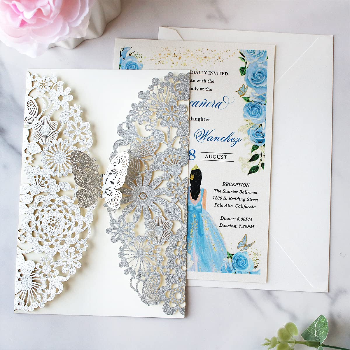 Lot de 20 cartes d'invitation pour fête d'anniire 40 ans – Design chic