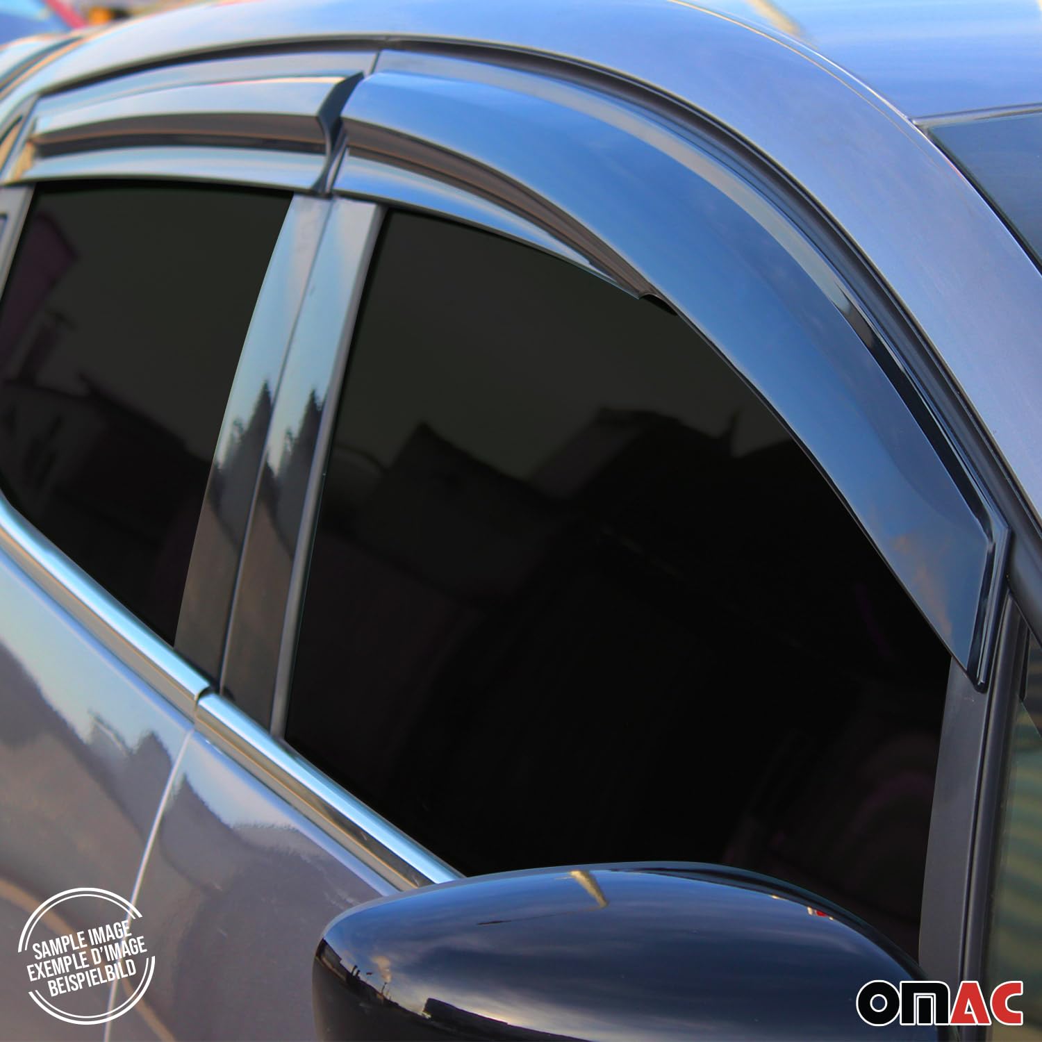 OMAC Deflectores Aire Regenabweiser Compatible con Opel Combo D 2011-2018 Negro Acrylic 4tlg
