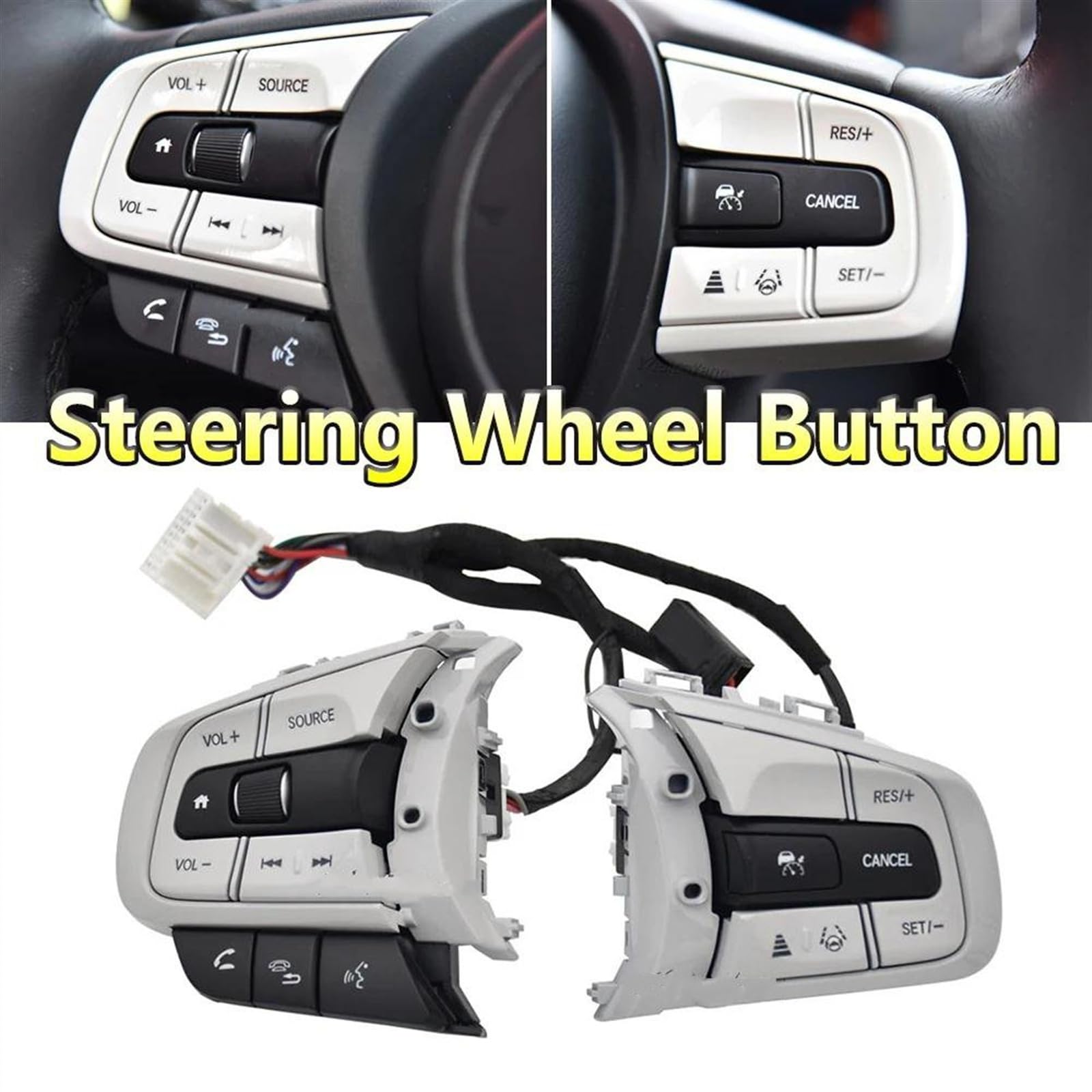 Compatibile con Jazz per Fit 2020 2021 Auto Cruise Control Interruttore del Volume Pulsante al Volante Ricambi Auto Retroilluminazione Bianca Accessori Interni Pulsanti Volante Auto