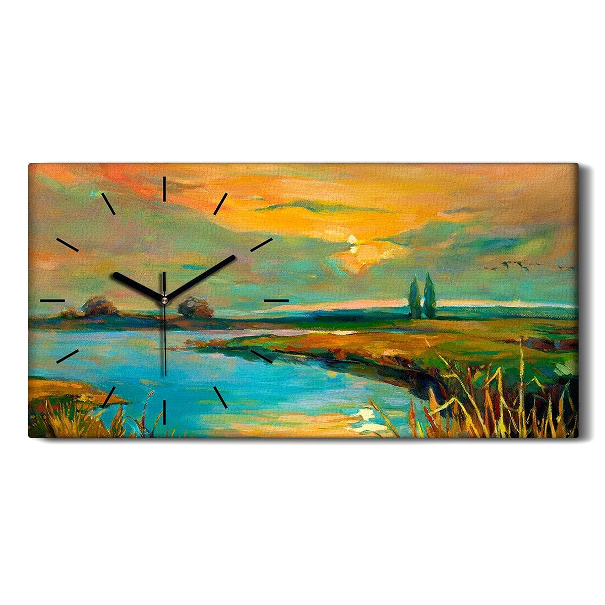 Horloge sur toile coucher de soleil pour un salon moderne et chaleureux