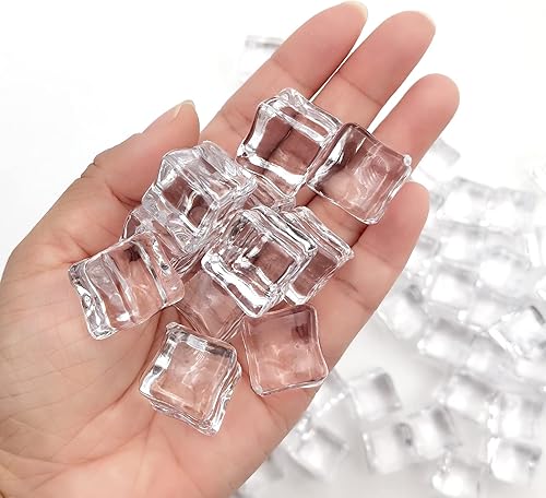 Miniatura 5 de Zalaxt Cubitos de hielo falsos, 0.709 in, rocas de hielo falsas, 100 piezas de rocas de hielo acrílicas, rellenos de jarrón de hielo sintético para