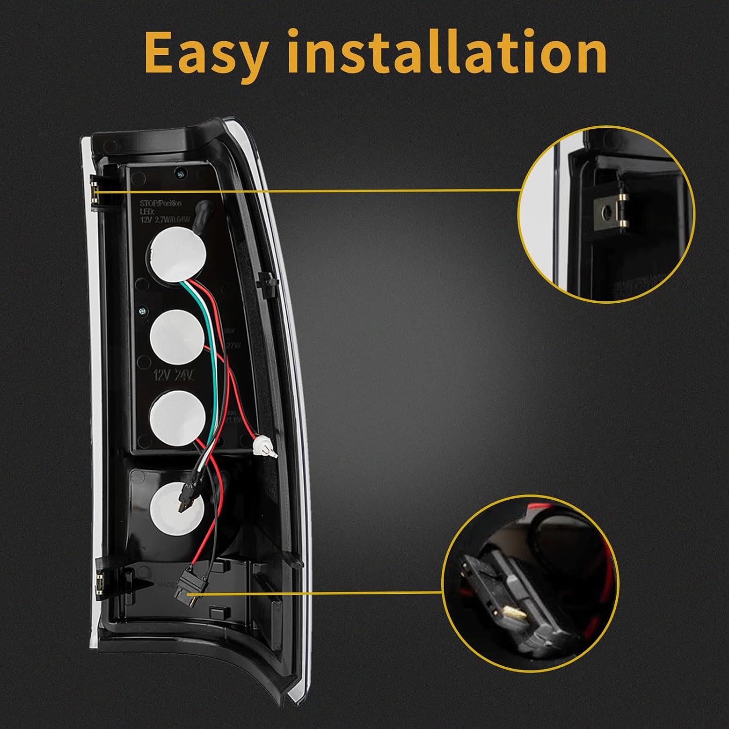 Tail Light Assembly Compatible With 2003-2006 Chevy Silverado 1500 2500 3500 Driver and Passenger Side Smoke Black LED Rear Brake Lamps With Bulb Inside And Wiring Harness