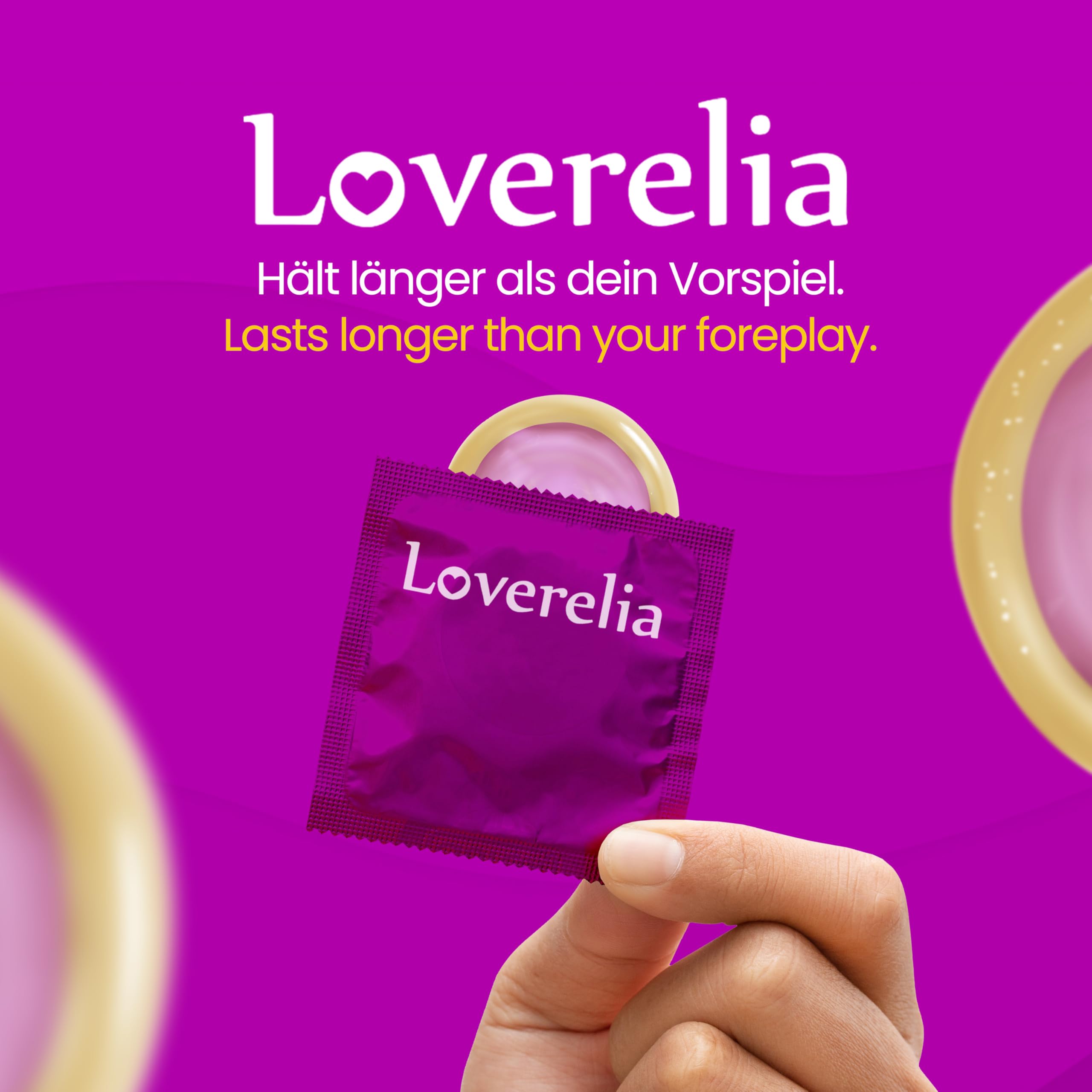 Préservatifs Loverelia "Longer Love"-​​forme profilée-pour prolonger les rapports sexuels et augmenter le désir-latex de caoutchouc naturel-vegan-réel au toucher-paquet de 200 (4x50 pièces)