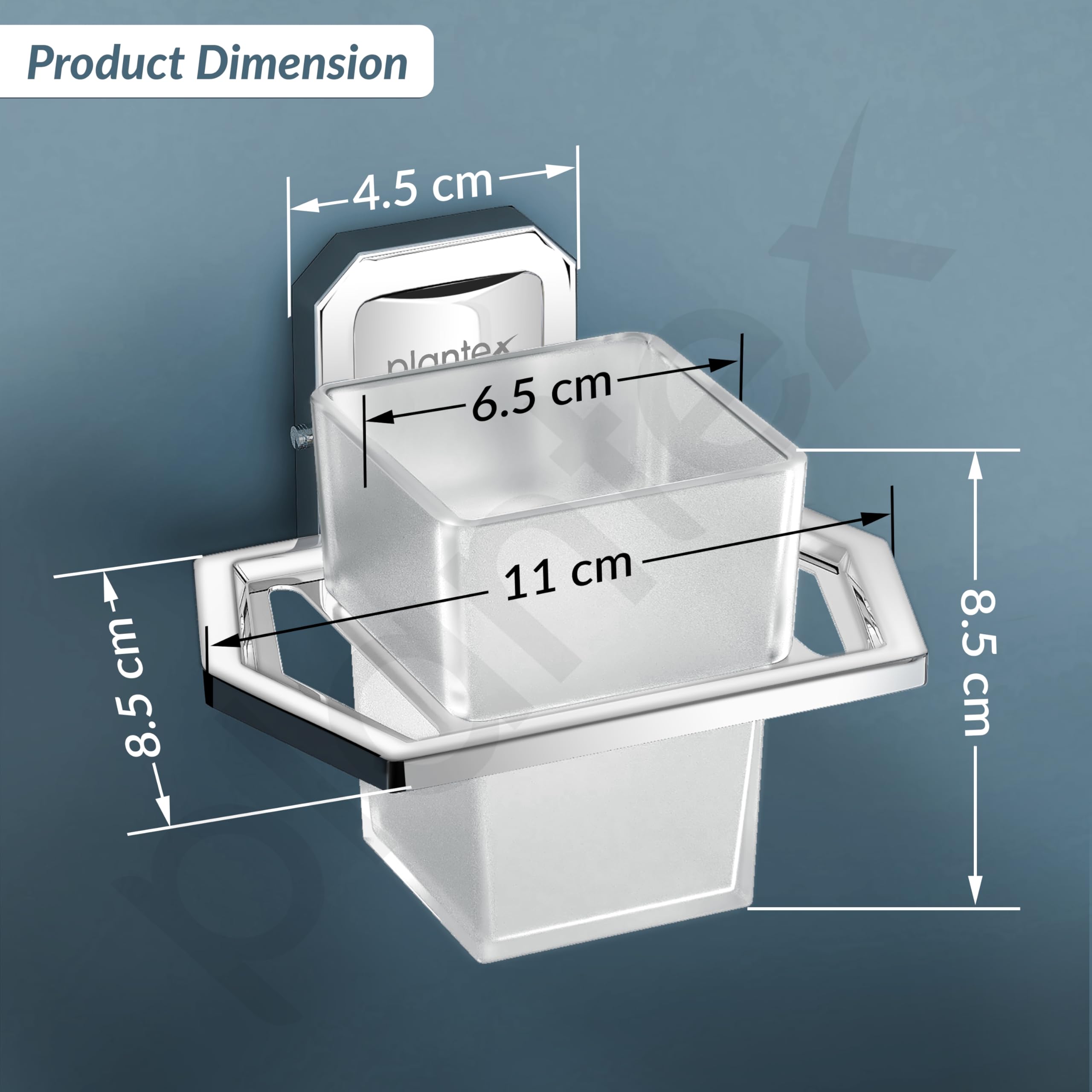 Plantex 304 Grade Stainless Steel Tumbler Holder/Tooth Brush Holder/Bathroom Accessories Pack of 1, Cute (Chrome) 2