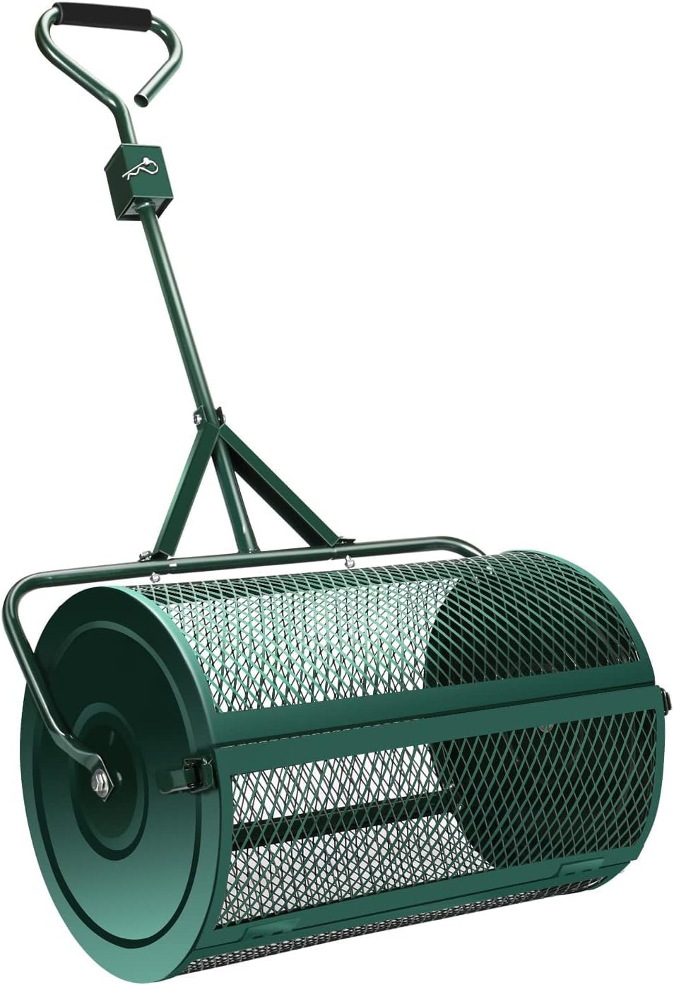 Lawn & Garden Spreaders, 24"/60cm Peat Moss Spreader, Heavy Duty Metal Mesh Roller Push/Tow Spreader - Compost, Peat Moss, Top Soil, Walk and Push Basket Sifter for Yard Green