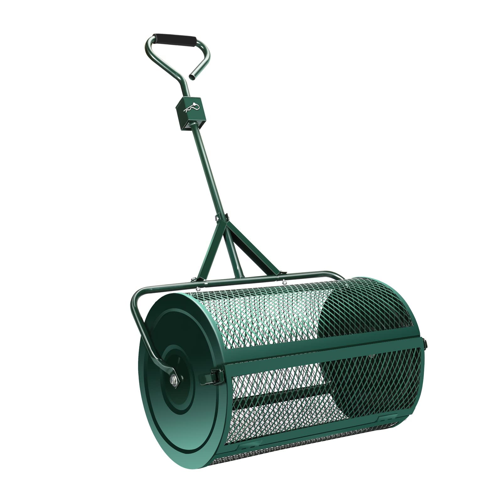 Épandeurs de pelouse et de jardin, épandeur de mousse de tourbe de 24 pouces/60 cm, épandeur à poussée/remorquage à rouleau en maille métallique robuste - Compost, mousse de tourbe, terre végétale,