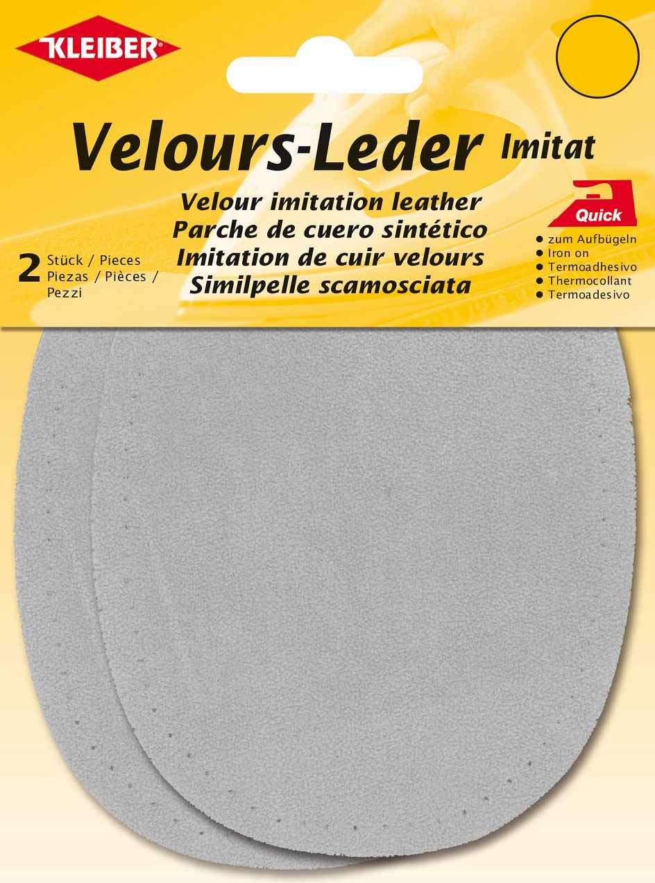 Kleiber 87709 Velour Iron-on Patches Oval, Light Grey