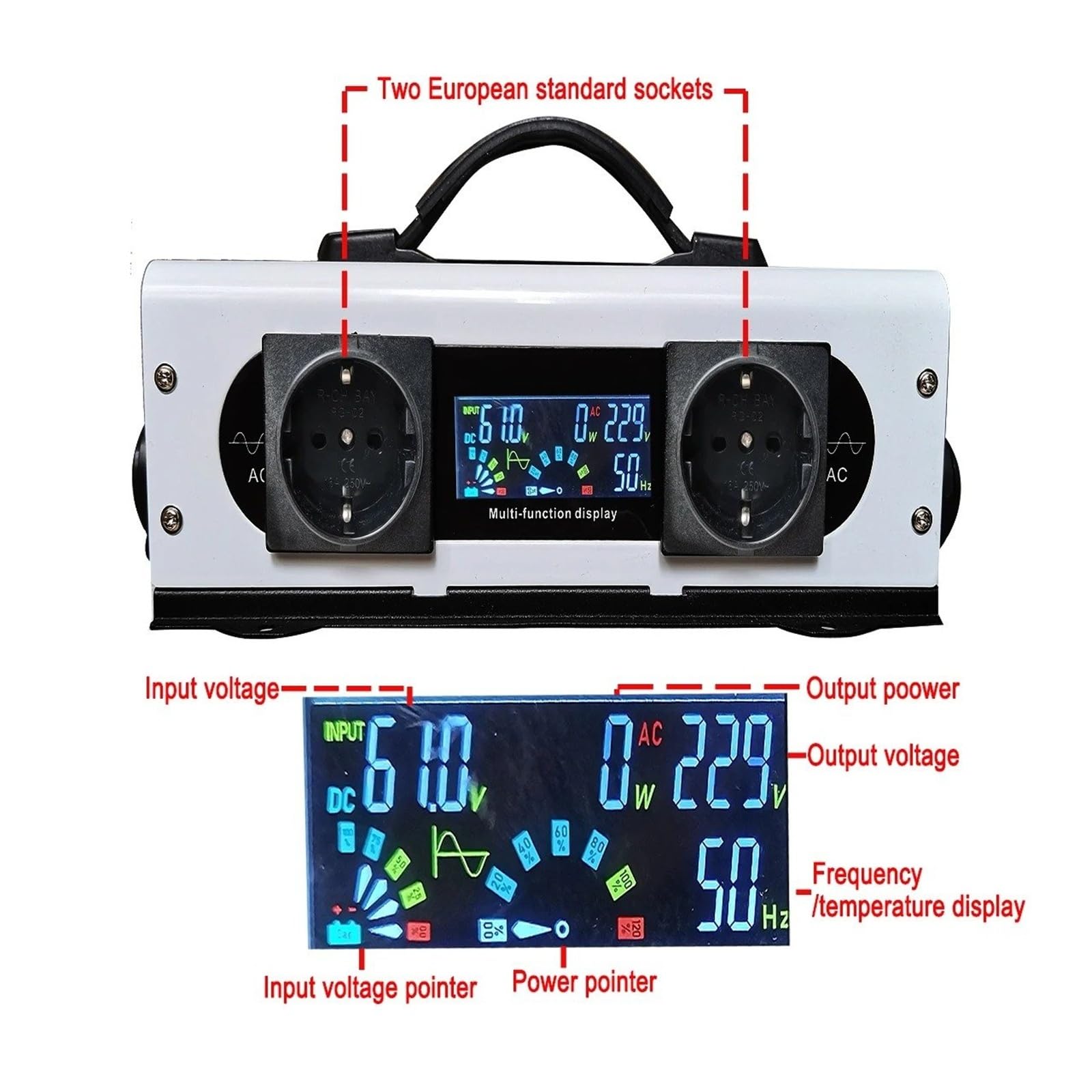 Convertidor inversor Corriente Inversor 12V 220V Banco Portátil Onda Sinusoidal para Pura Solar 3500W 1500W 24V DC 48V 60V AC220V 230v 110V Convertidor Coche