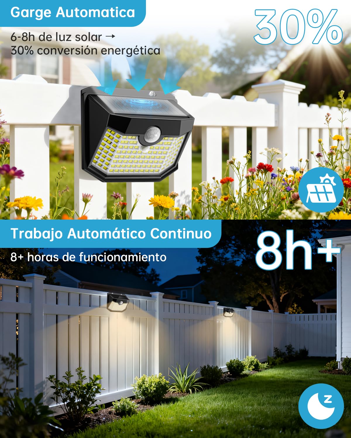 Aootek Luces Solares Exterior LED, Pack 5 Focos Solares con Detector de Movimiento 8m, 120 LEDs IP65 Impermeable, Diseño Angular, Batería de Litio, Luz Blanca Cálida, Carcasa Negra | Detector de movimiento 8 m, forma angular, batería de litio, carcasa neg