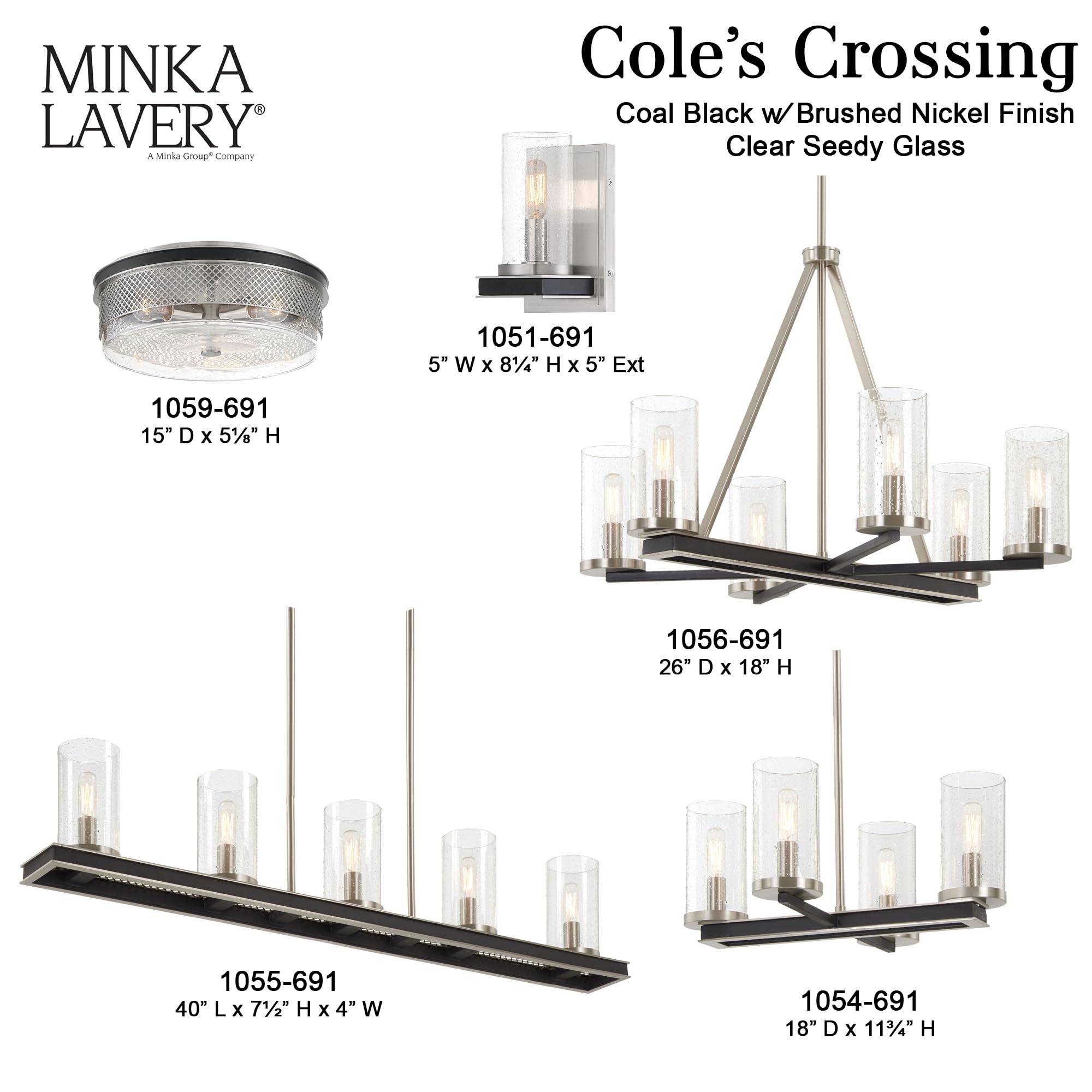 Minka Lavery 1056-691 Cole's Crossing Chandelier, 6-Light, 360