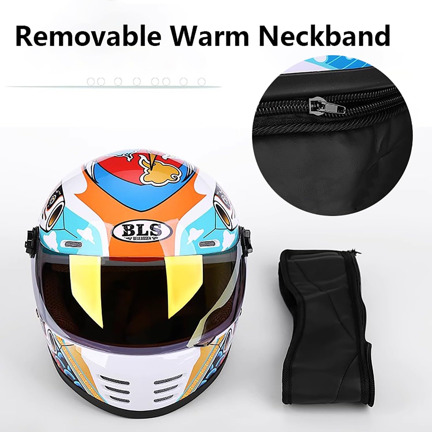 Casque Moto Enfant Casque intégral léger pour Enfants, adapté aux Enfants de 5 à 14 Ans pour draisienne Scooter, Fixation Rapide, 52-56 cm