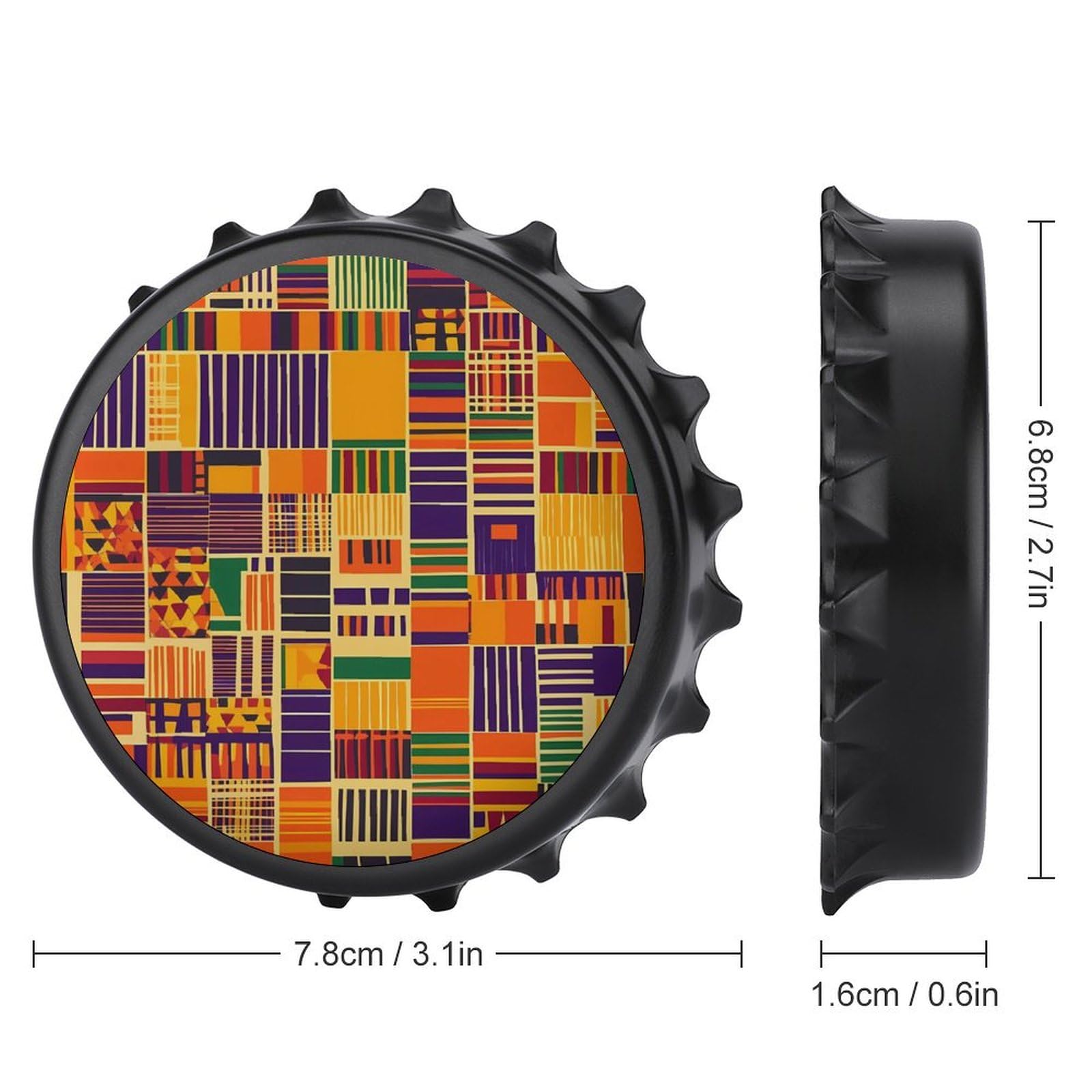 Kente Cloth Pattern 2 in 1 Beer Bottle Opener Wall Mount Opener Portable Easy Storage Gift for Men Women Black-style