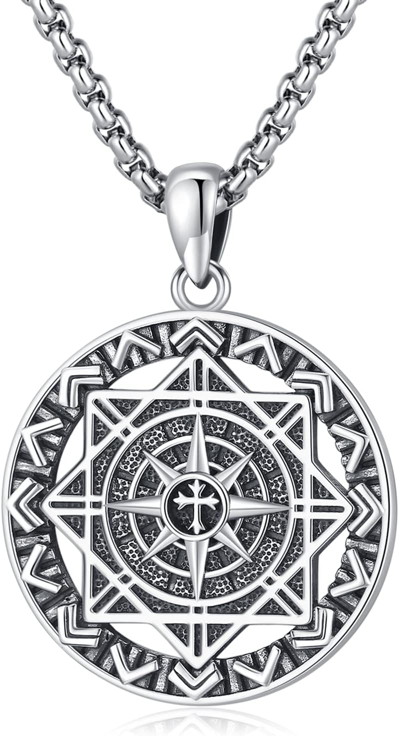Compass Necklace for Women Men 925 Sterling Silver Pendant dijes de plata 925 para
