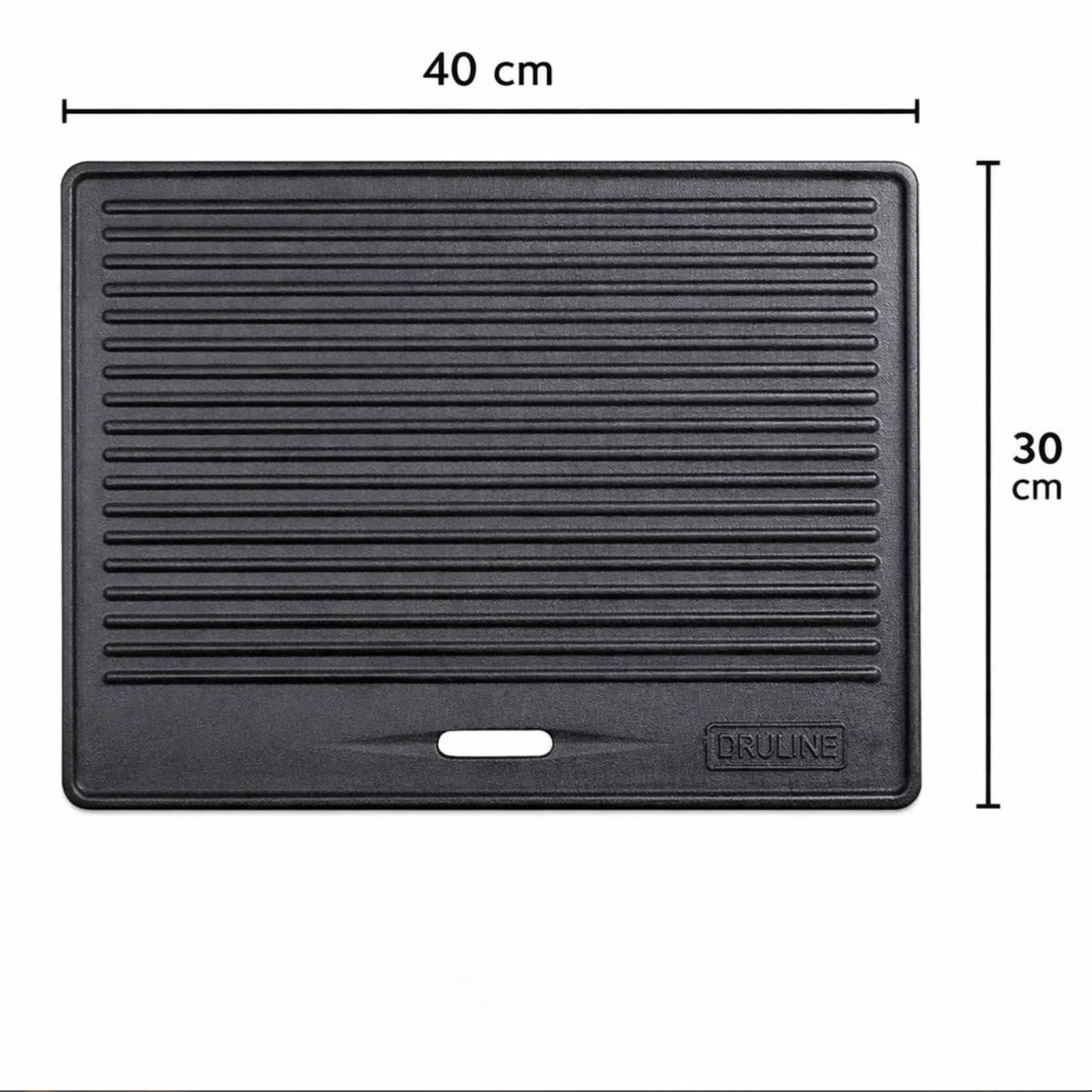 Plaque de Cuisson Grill 40 x 30 cm Réversible Double Face, Plancha BBQ Antiadhésive pour Barbecue, Gaz, Four – Noir