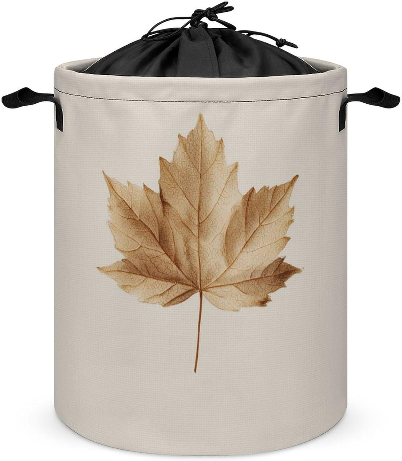 Single Dried Maple Leaf Laundry Basket Laundry Hamper Round Collapsible Drawstring Clothes Hamper for Bedroom Bathroom