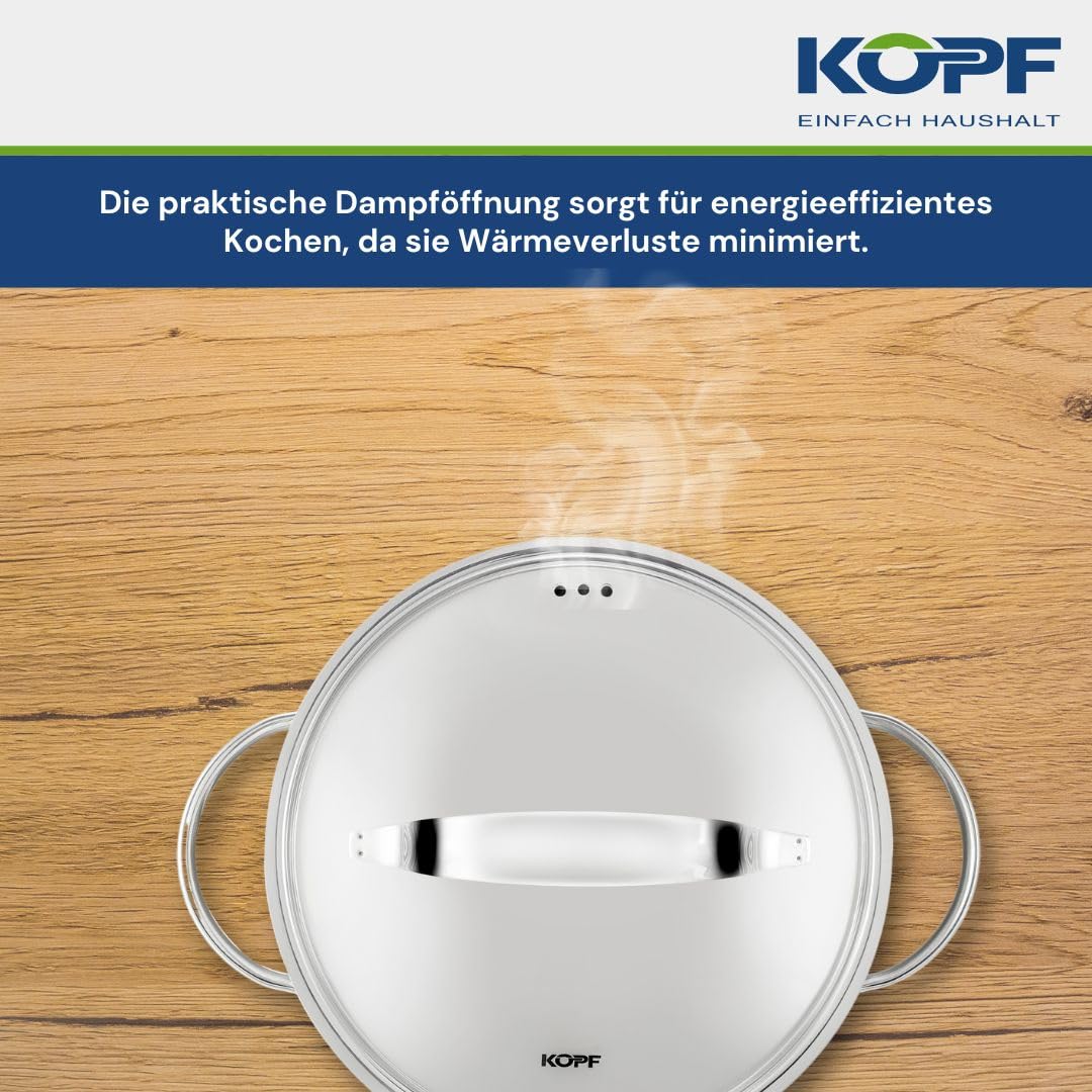 KOPF Topfset Induktion Stilo 10-teilig | Backofen & Spülmaschinen geeignet | Kochtopf-Set für alle Herdarten | 5 Töpfe mit Deckel | Literskala | Edelstahl