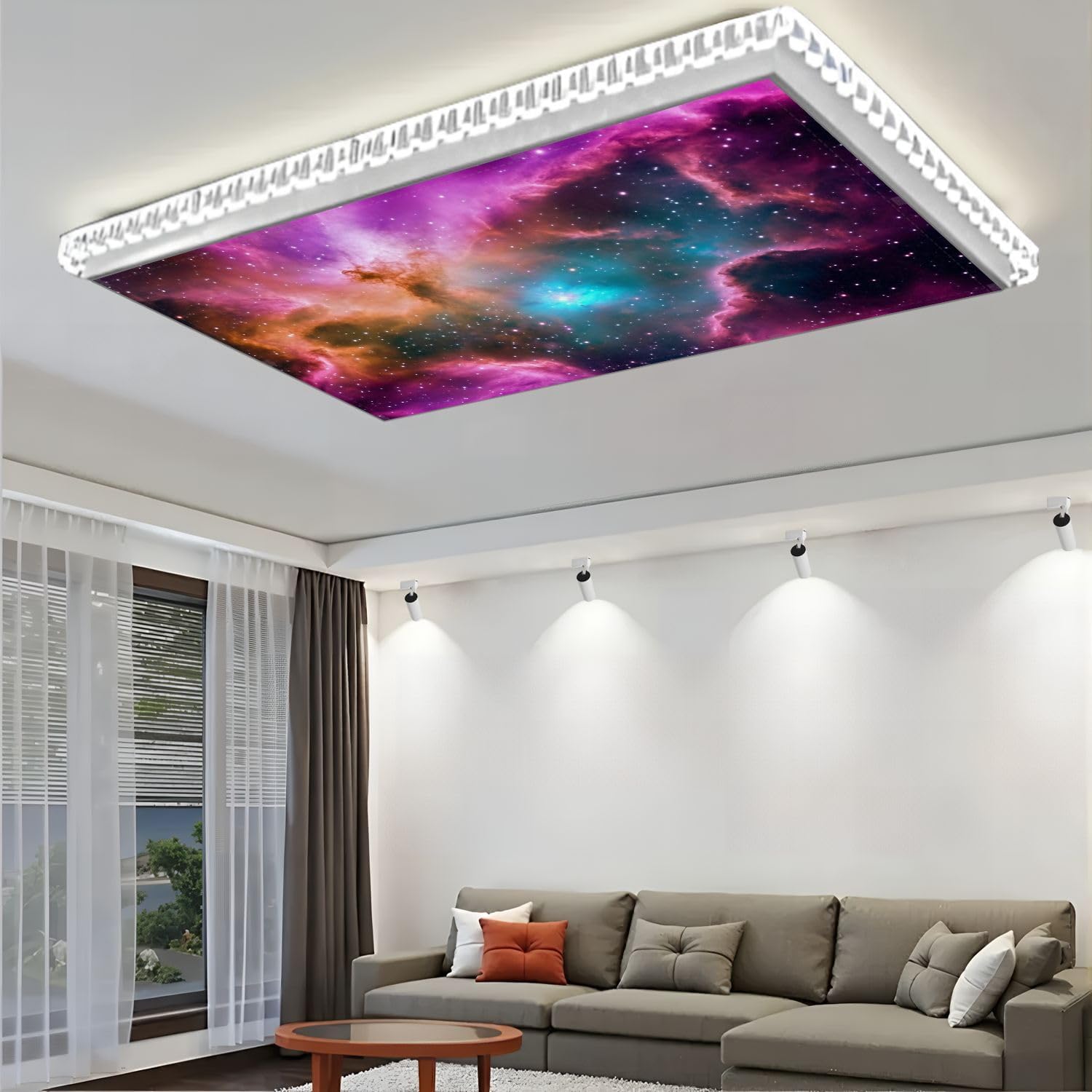 Fluorescent Light Covers for Ceiling Lights Distant Nebula far Away Galaxy Easy to Install Magnetic Light Filter for Classroom Office Hospitals School Home Decor