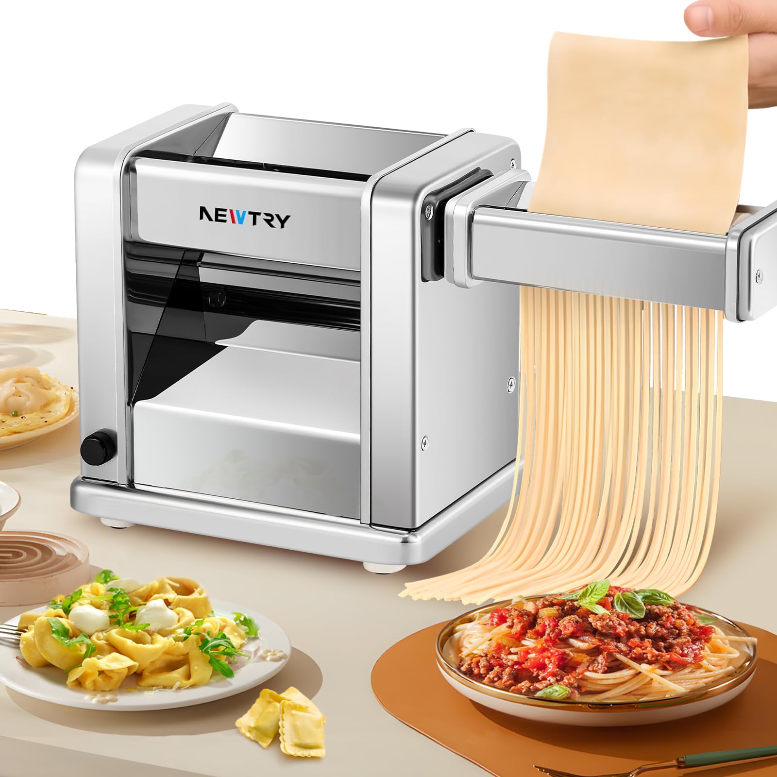 Amazon | NEWTRY 製麺機 パスタマシン 電動パスタメーカー ステンレス 
