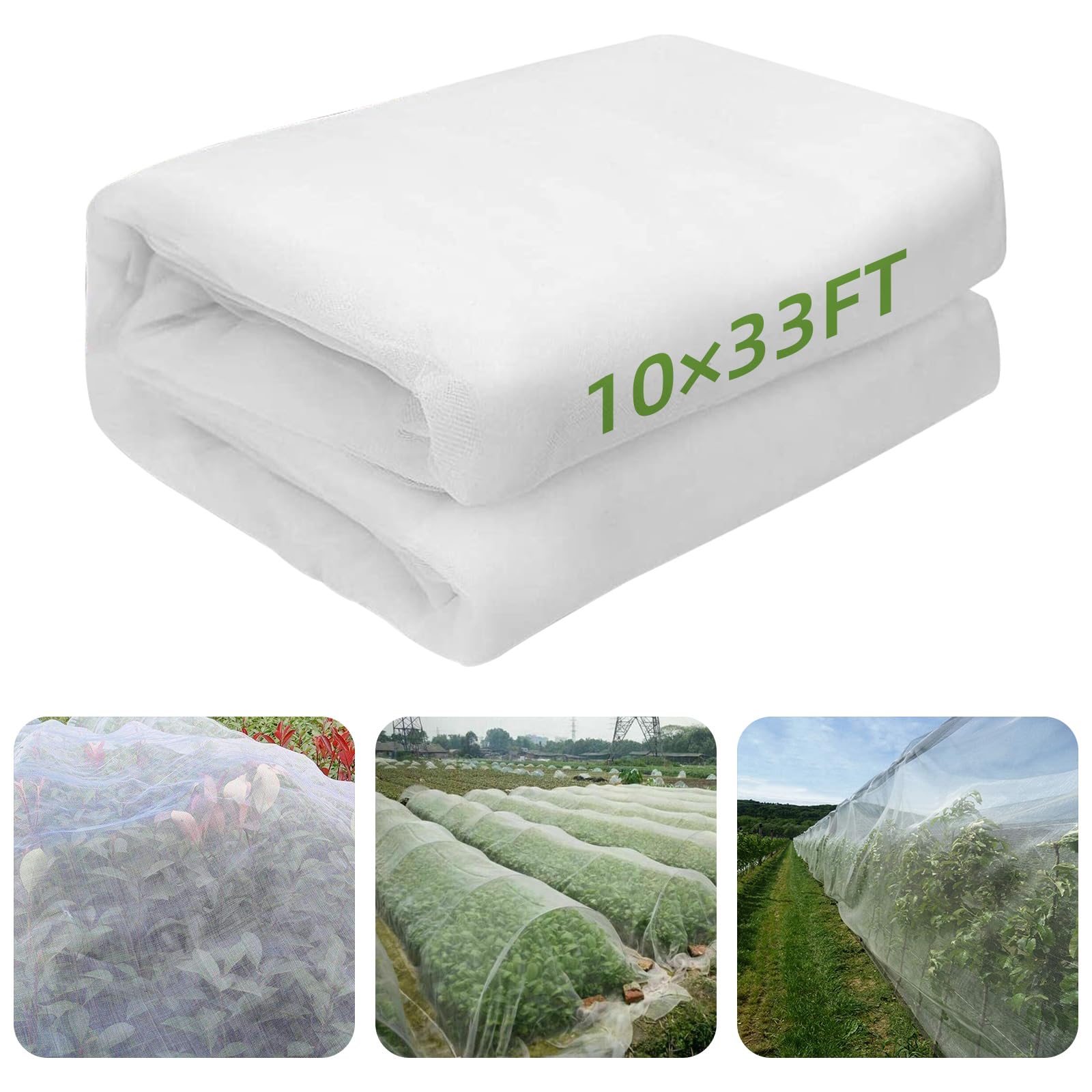 3 x 10m Garden Mesh Netting, Ultra Fine Mesh Protection Netting Plant Covers Greenhouse Row Cover Raised Bed Screen Barrier Net for Vegetable Fruits Flowers Trees Crops, White