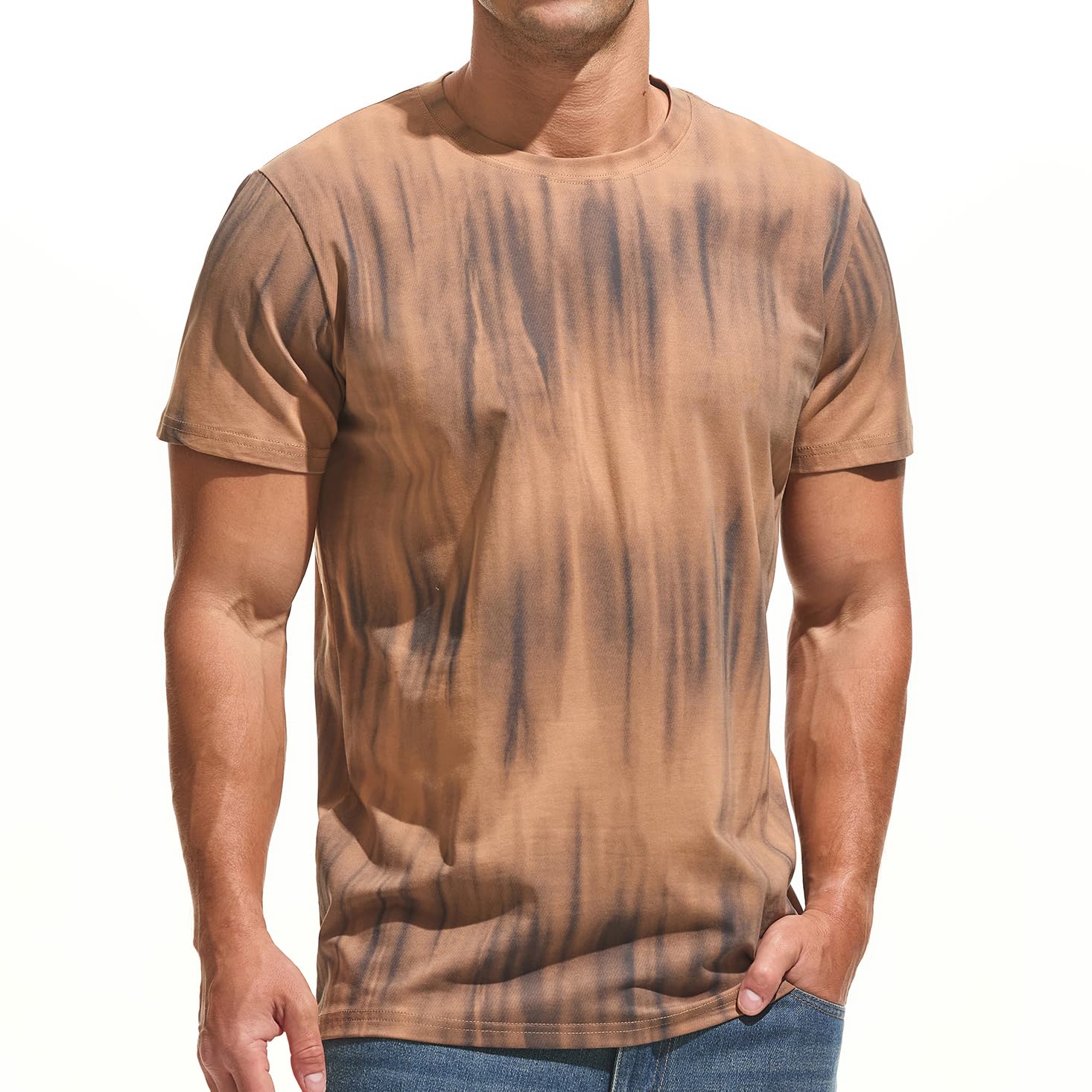 USALL Herren Sommer DruckT-Shirt 95% Baumwolle Casual Atmungsaktives Männer T-Shirt Kurzarm