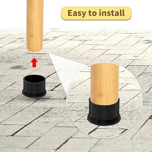 Miniatura 72 de Flyshop 4 tapas redondas de goma de 1.772 in para patas de silla, protectores de suelo, antideslizantes y reducción de ruido, calcetines duraderos