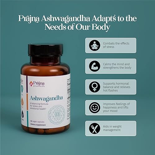 Miniatura 6 de Dr. Chaudhary's Prajna Ayurveda Ashwagandha es una fórmula equilibradora que ayuda a calmar la mente y el cuerpo, controlar los antojos de estrés,