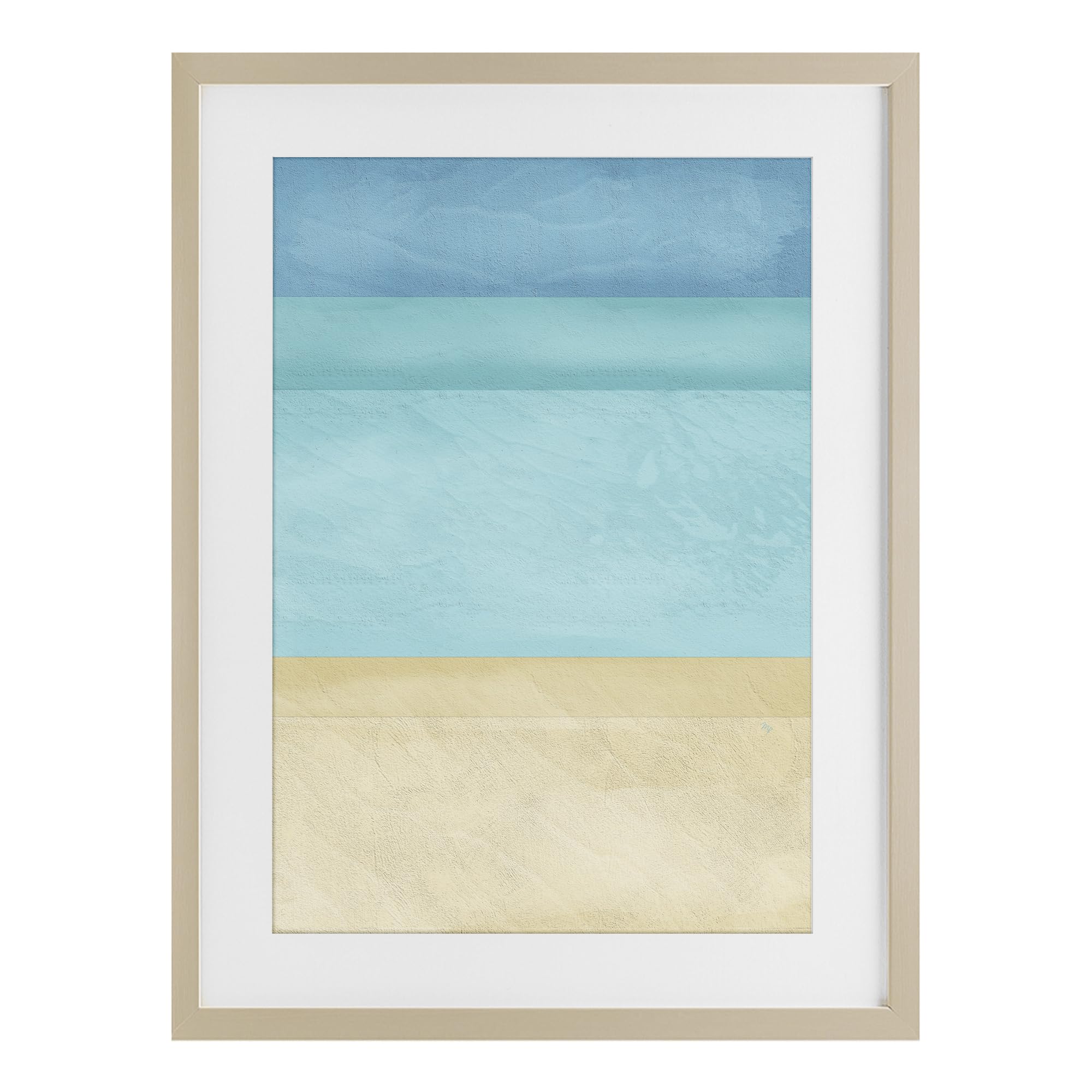 Stupell Industries Harvest Pine (Textured) 'Abstract Beach Coastal Color Block'| Framed Print Under Glass