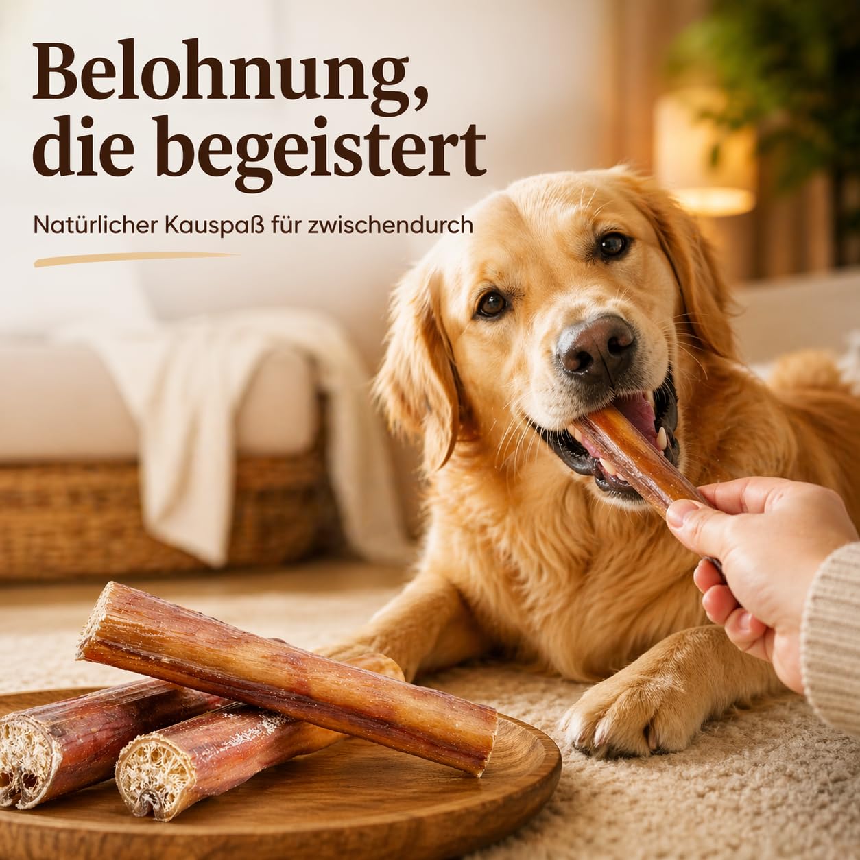 Ochsenziemer 12 cm – 500 g ca. 18 STK. – Natürlicher Kausnack für Hunde – 100 % Rind – Zahnpflege & Beschäftigung – Getrocknetes Kauprodukt – Ohne Zusatzstoffe