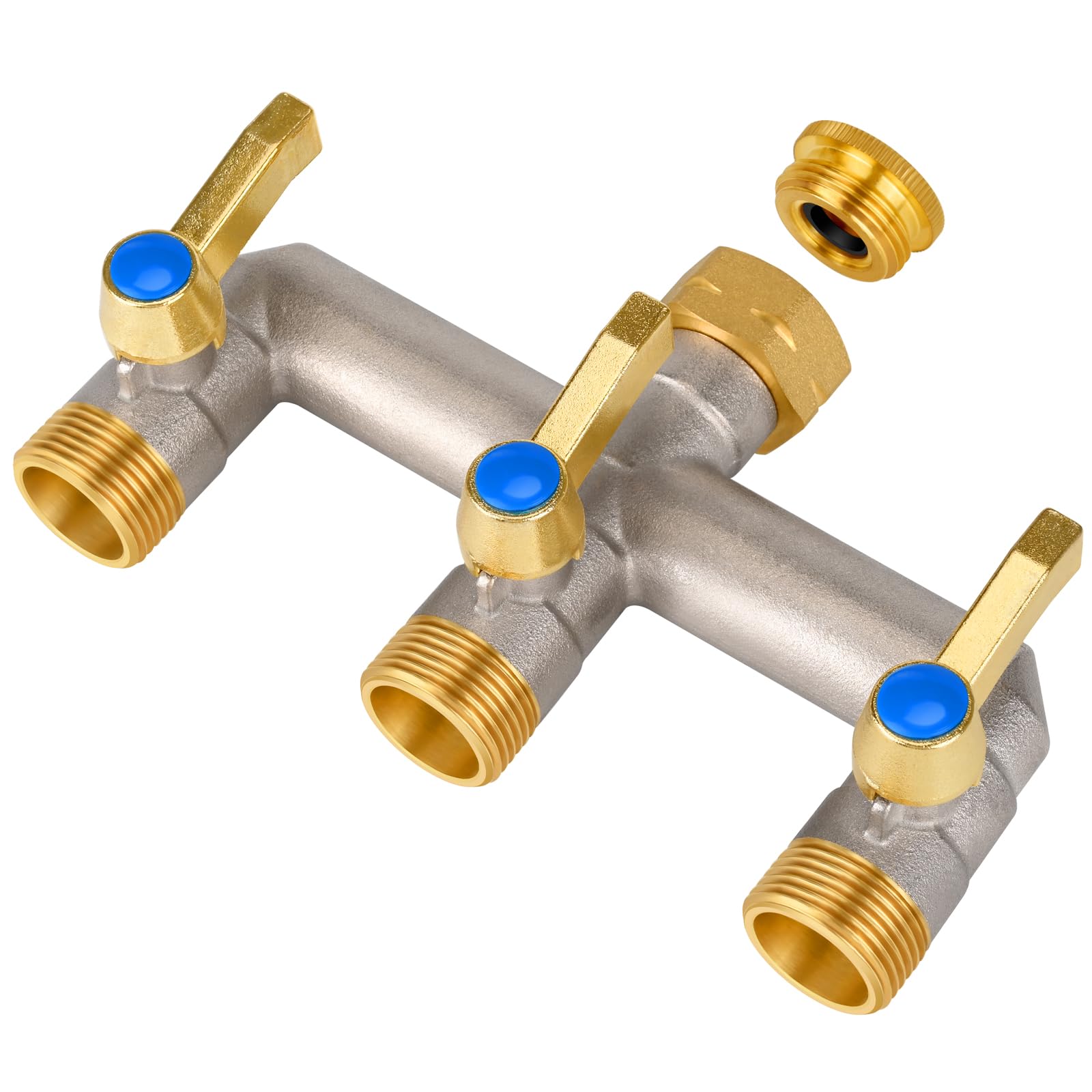 Water Distributor, 3-Way, Flow Water Distributor, 3-Way, Extended Handle, 3/4 Inch Adapter for Home, Yard/Washing Machine (Large Power)