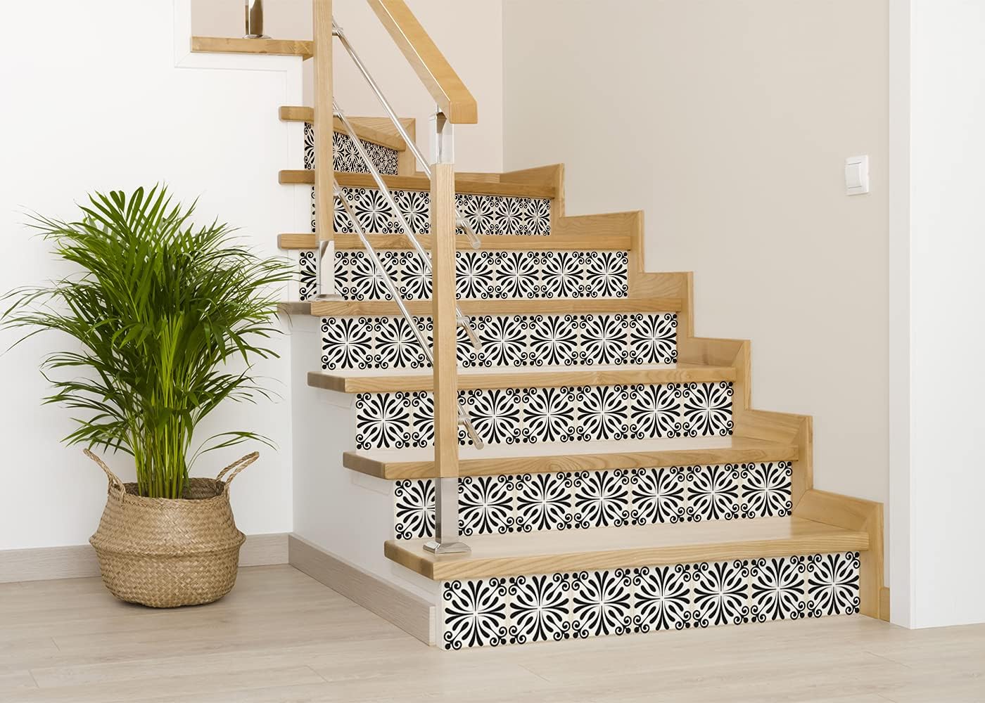Mi Alma Black & White Tile Stickers - Peel & Stick Decals, 24 PC Set, 5x5 Inch, Kitchen & Bathroom Vinyl Wall Decals