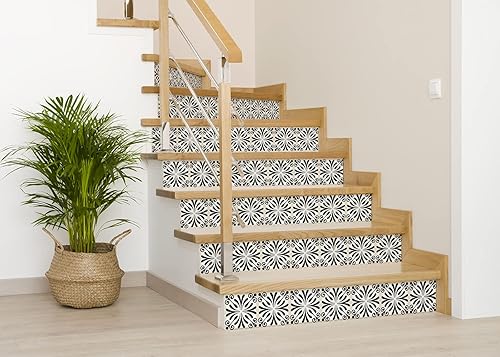 Miniatura 6 de Mi Alma Calcomanías de azulejos en blanco y negro, 24 unidades, calcomanías para azulejos en muro, baño y cocina, calcomanías de vinilo para pared,