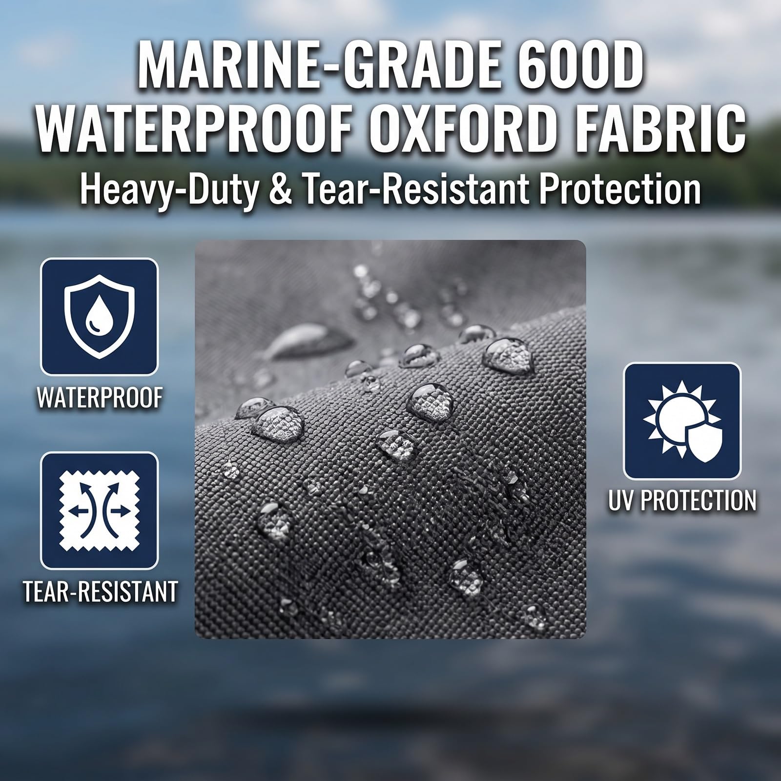 Auvent Avant T-Top pour Couverture de Bateau, Tissu Oxford 600D Imperméable, Auvent Solaire avec Protection UV50+ pour la Plupart des Bateaux à Console Centrale(Gray,108"x120" (275x305 cm))