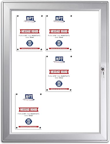 M&T Displays Tablón de anuncios magnético de alta calidad de aluminio de 32.28 x 42.52 pulgadas, tablero de anuncios plateado para exteriores,