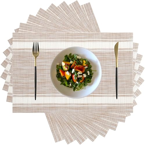 Miniatura 26 de Manteles individuales de vinilo de plástico, lavables, resistentes al calor, duraderos, de PVC, antideslizantes, tejidos, para cocina, comedor Azul