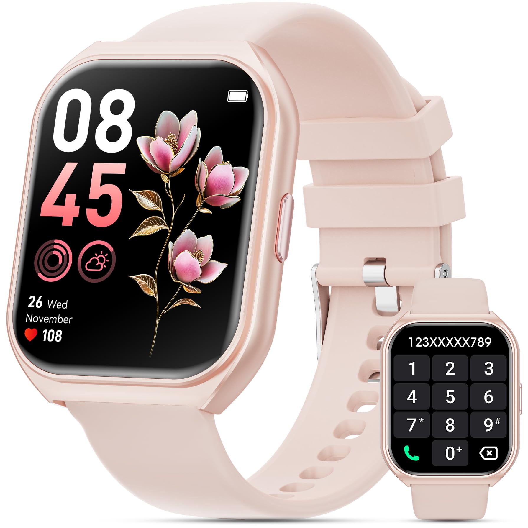Reloj Inteligente Hombre Mujer, 1.85" HD Smartwatch con Llamadas Bluetooth, Reloj Deportivo con Pulsómetro, Monitor de sueño, Podómetro, IP68 Impermeable Actividad Fitness Watch para Android iPhone