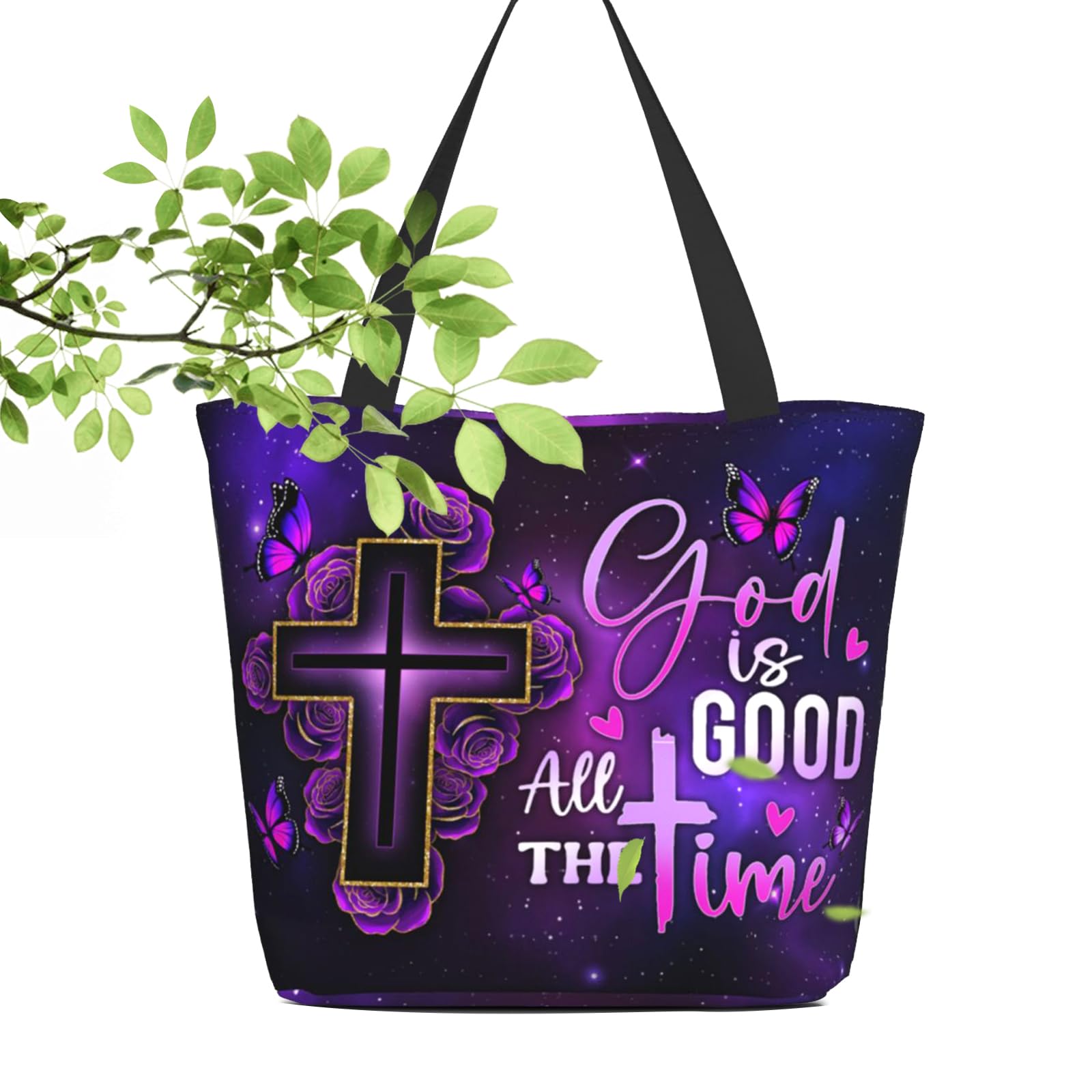 Luixdie Christian Gifts for Women Christian Bible Verse Reusable Shopping Tote Bag Zippered Inspirational Scripture Shoulder Bags