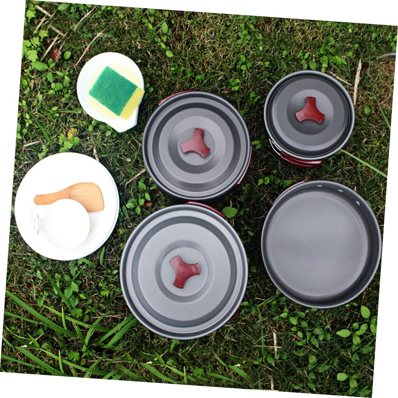 POPETPOP 1set Camping Cookware People Cooking Pots and Utensils for Outdoor Cooking Hiking Picnic and Backpacking Non-Stick and Compact Design