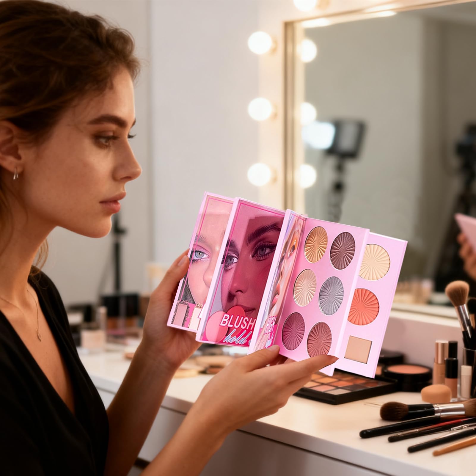 Palette Trucco Ombretti Contorno Impermeabile | Palette Viso Completo per Donna Ideale per Uso Quotidiano Viaggio Appuntamenti Matrimonio Occhi e Zigomi Donne Ragazze