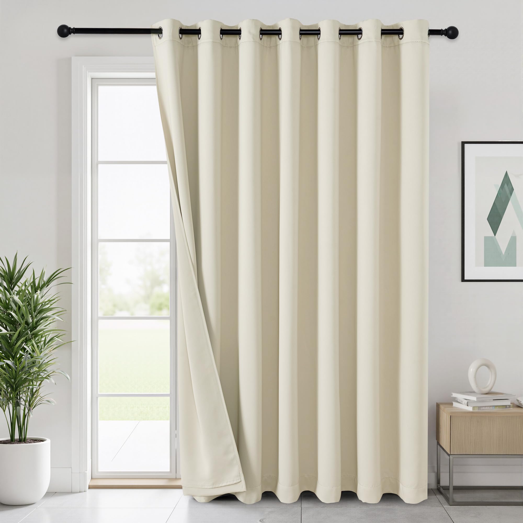 Photo 1 of RYB HOME 3-in-1 Soundproof Blackout Energy Saving Room Divider Curtains, Extra Wide Window Curtains for Bedroom Living Room Loft Baby Nursery, Grey, Wide 100 x Long 84 inches, 1 Panel