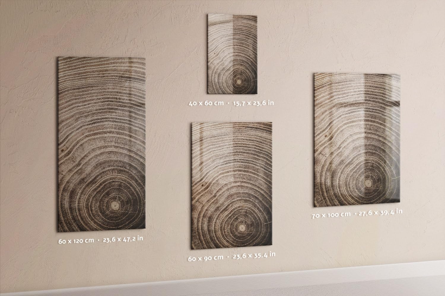 Lavagna in vetro magnetica da parete 60x120 cm | Venature del legno