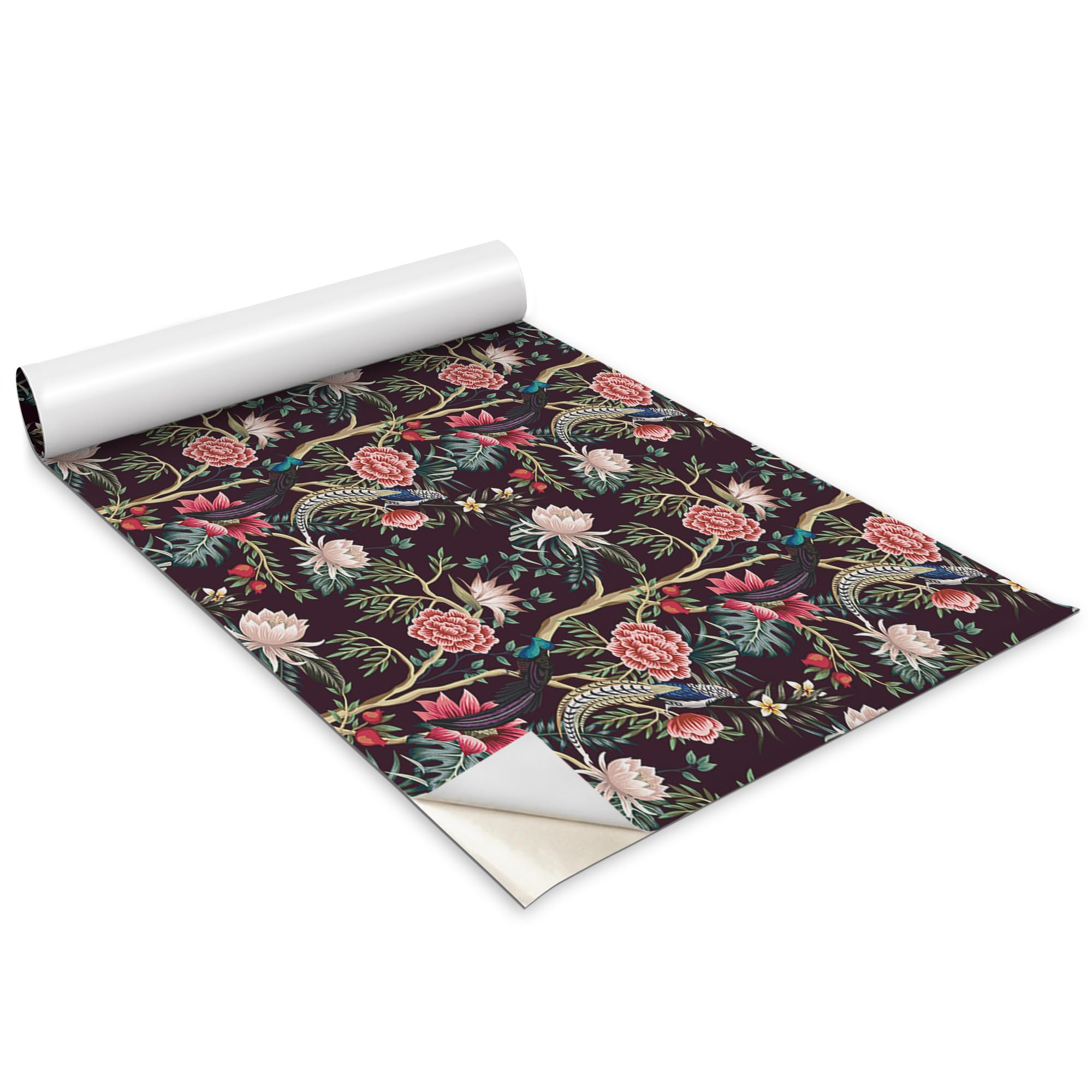 Papel pintado autoadhesivo mate de flores 100x50 cm para renovar puertas de armario